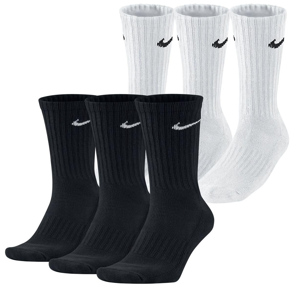NIKE Men's U Nk Everyday Cush Crew 6pr-bd Socks
