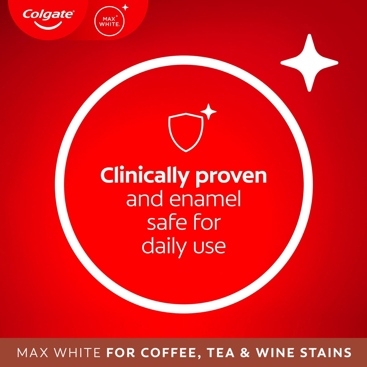 Colgate Max White Purple Reveal Teeth Whitening Toothpaste - Clinically Proven to Remove up to 100% of Surface Stains** - Fluoride Toothpaste - Colgate Multipack - 4 X 75ml