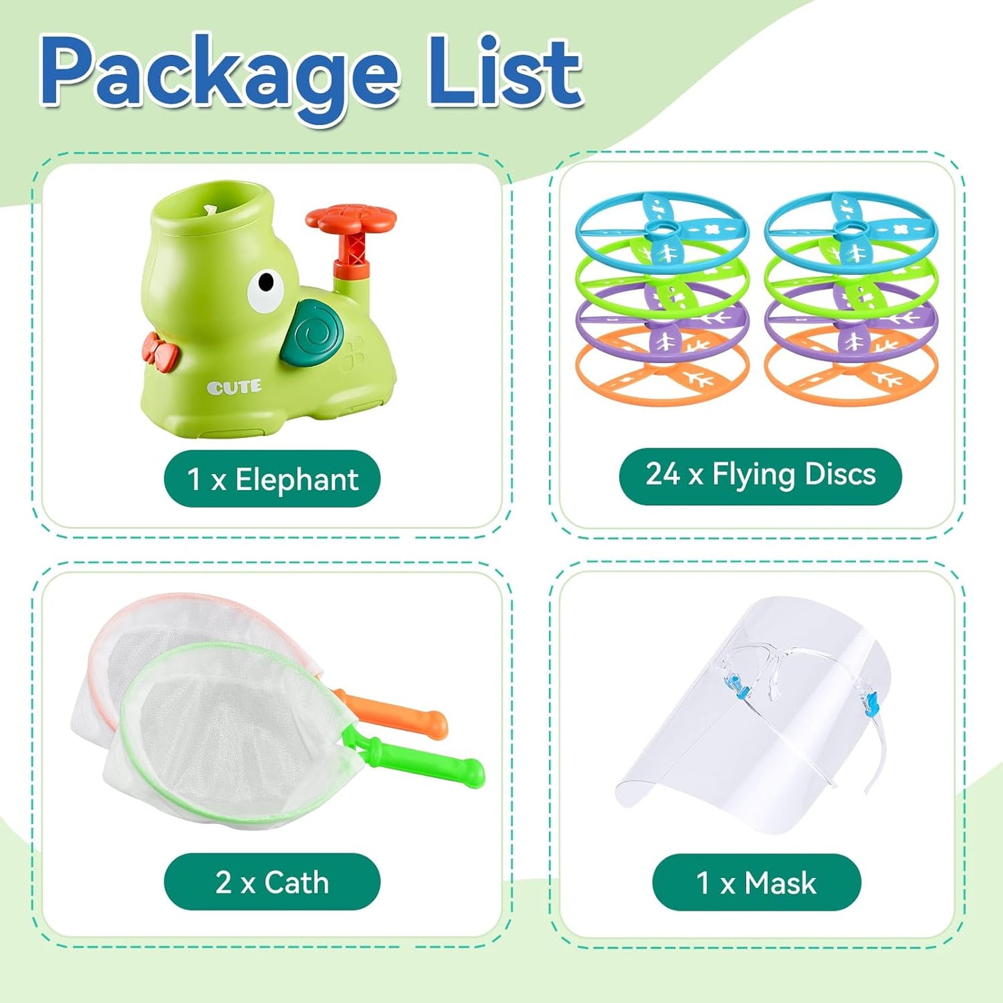 Kids Outdoor Toys, Autism Sensory Equipment, Garden Toddler Toys for 3 Years Old Boys and Girls, Flying Disc Launcher Toy with 24 Saucers, Outdoor Games for Kids 4-8, 8-12