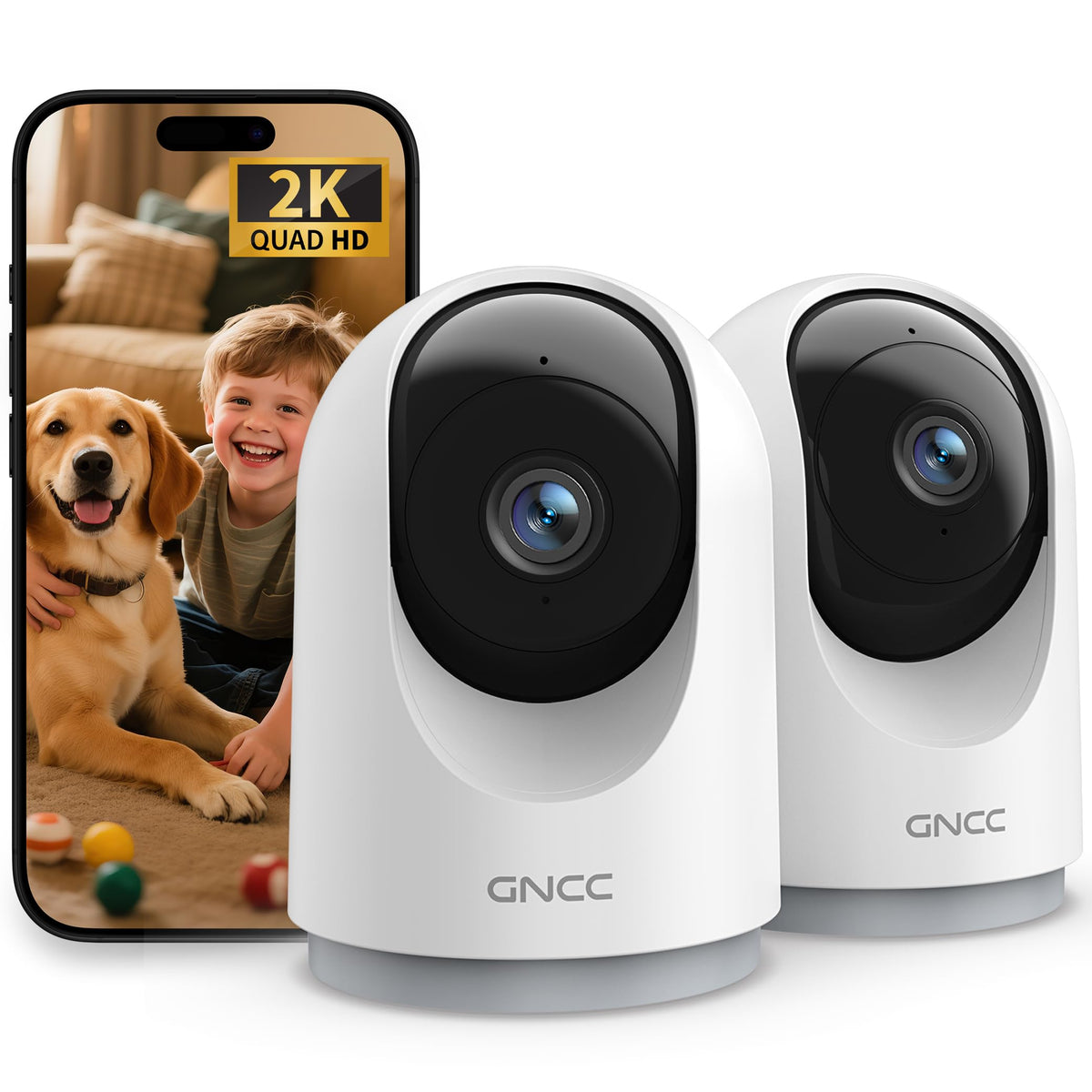 GNCC Indoor Dog Pet Camera with APP, Wifi Baby Monitor with Camera, Black