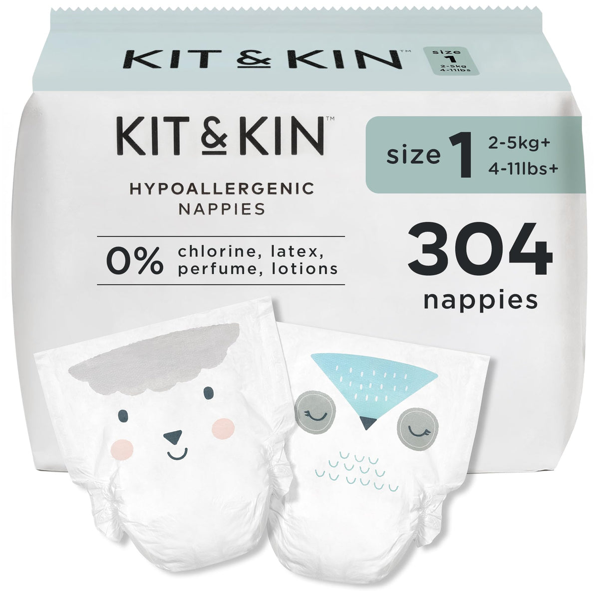 Kit & Kin Premium Baby Nappies Size 4 | 9-14 kgs / 20-31 lbs | Pack of 256 Nappies | Plant-Based Materials On Baby's Skin | Hypoallergenic | Superior up to 12 Hour Leak Protection