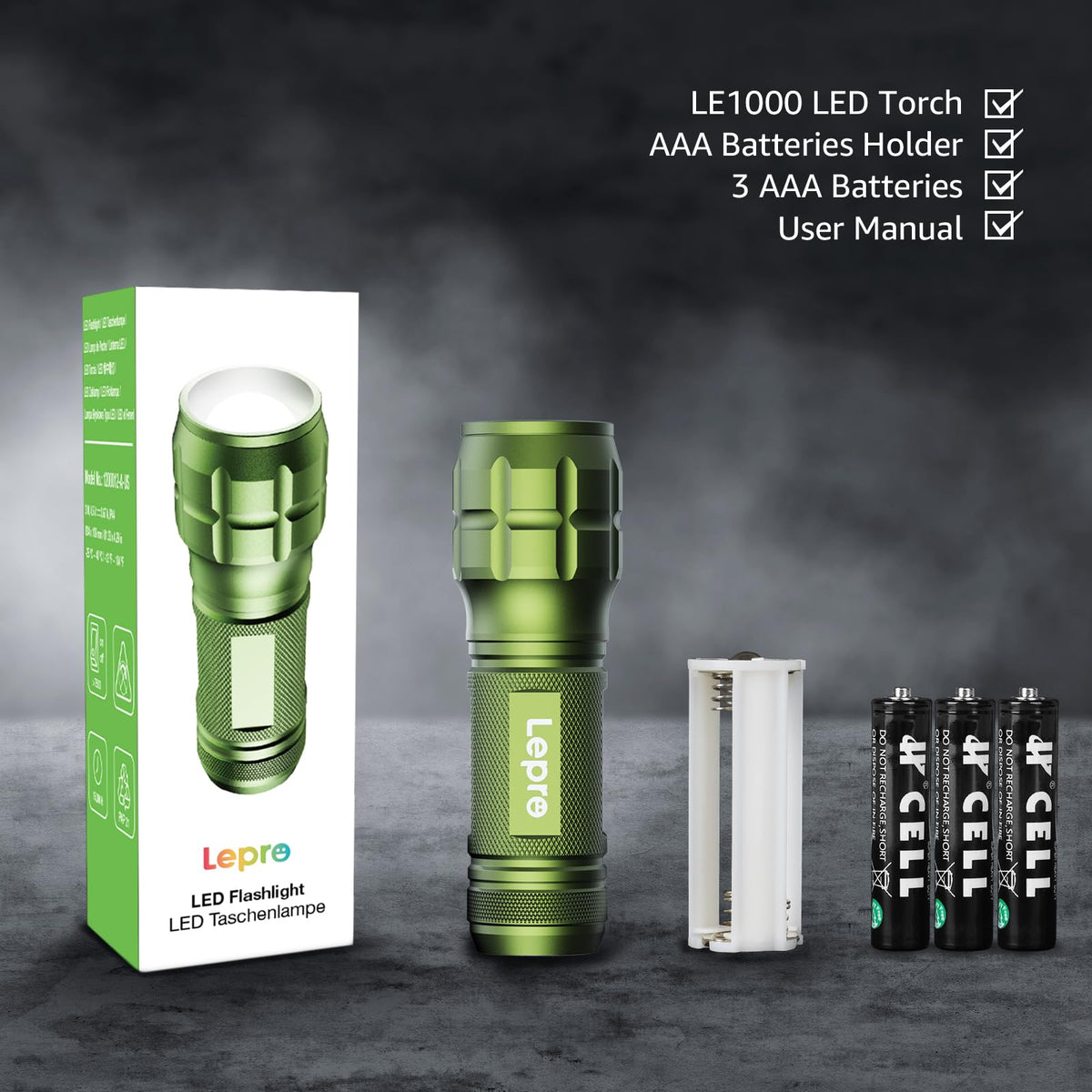 Lepro LE LED Torch Battery Powered, Camping Flashlight, Adjustable Focus