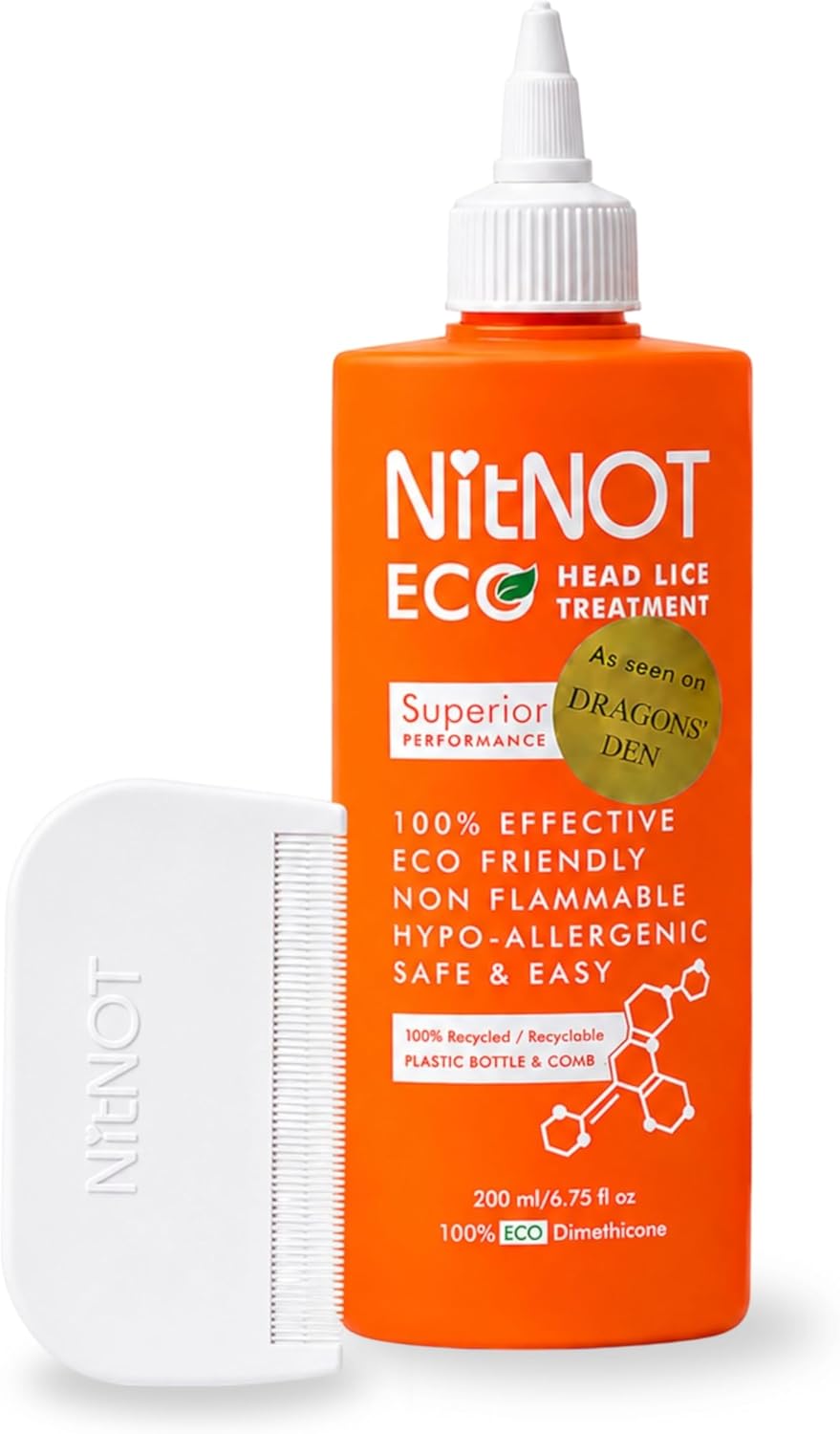 NitNOT Headlice Treatment As Seen On Dragons Den100% Effective Kills All Head Lice and Eggs. Premium Nit Treatment-Lotion(200ml). Lice Treatments Extra Defence for All Hair, for Children and Adults