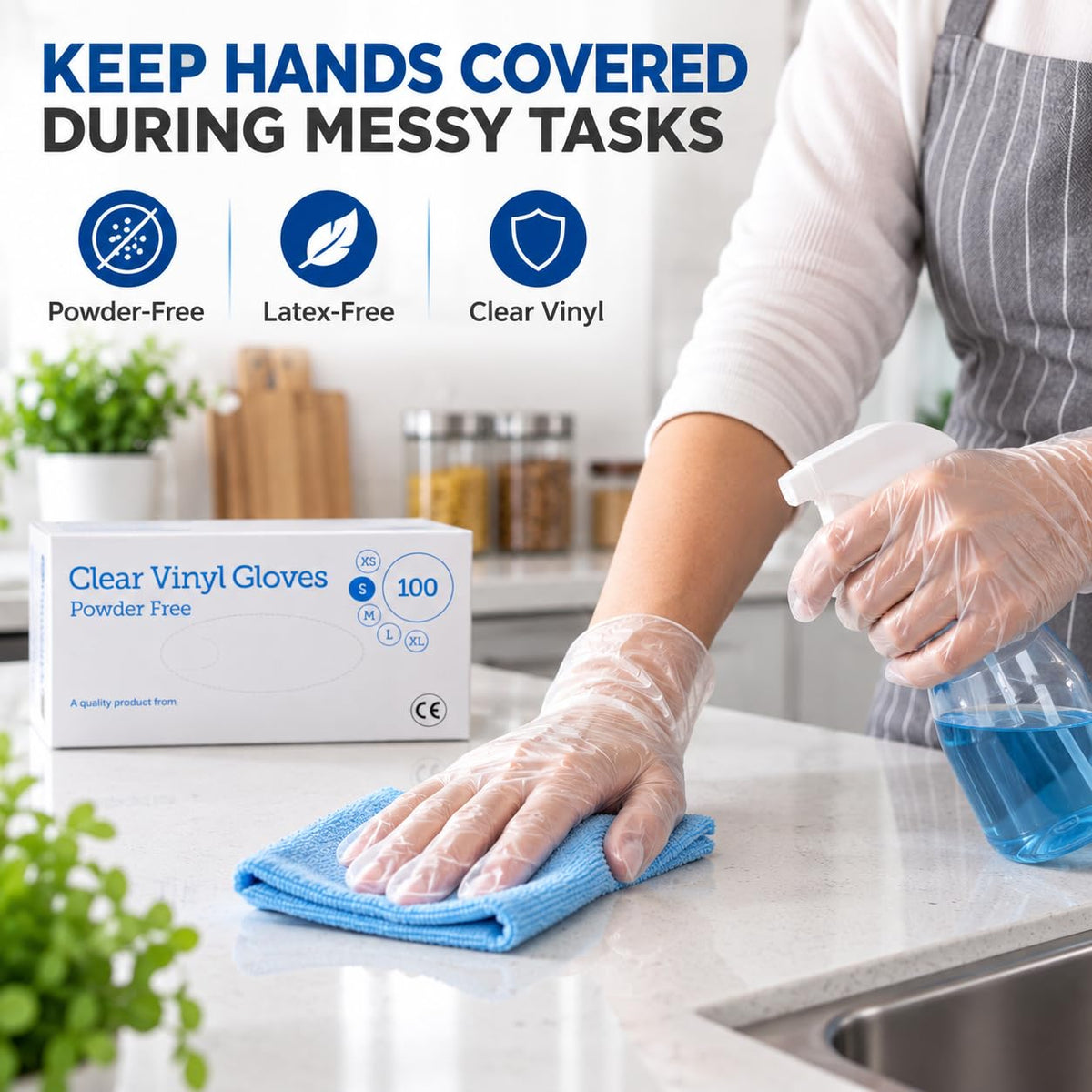 1ABOVE 100 Clear Vinyl Gloves Medium Latex-Free Powder-Free