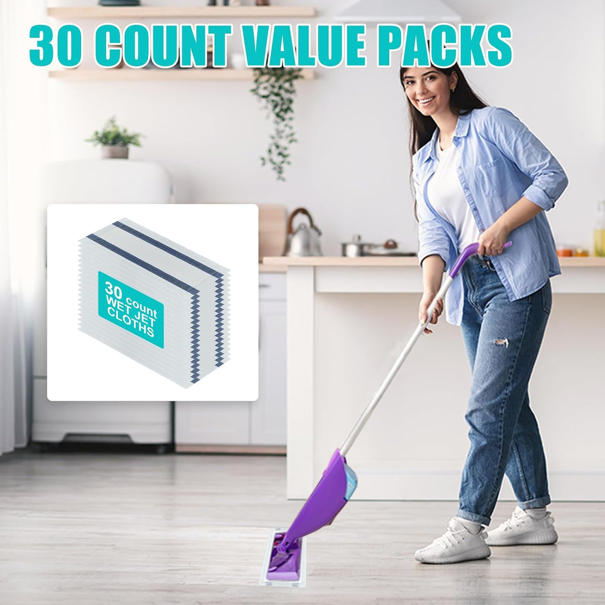 30 Pads Power Mop Refills for Flash Power Mop,Multi-Surface Mop Refill Pads
