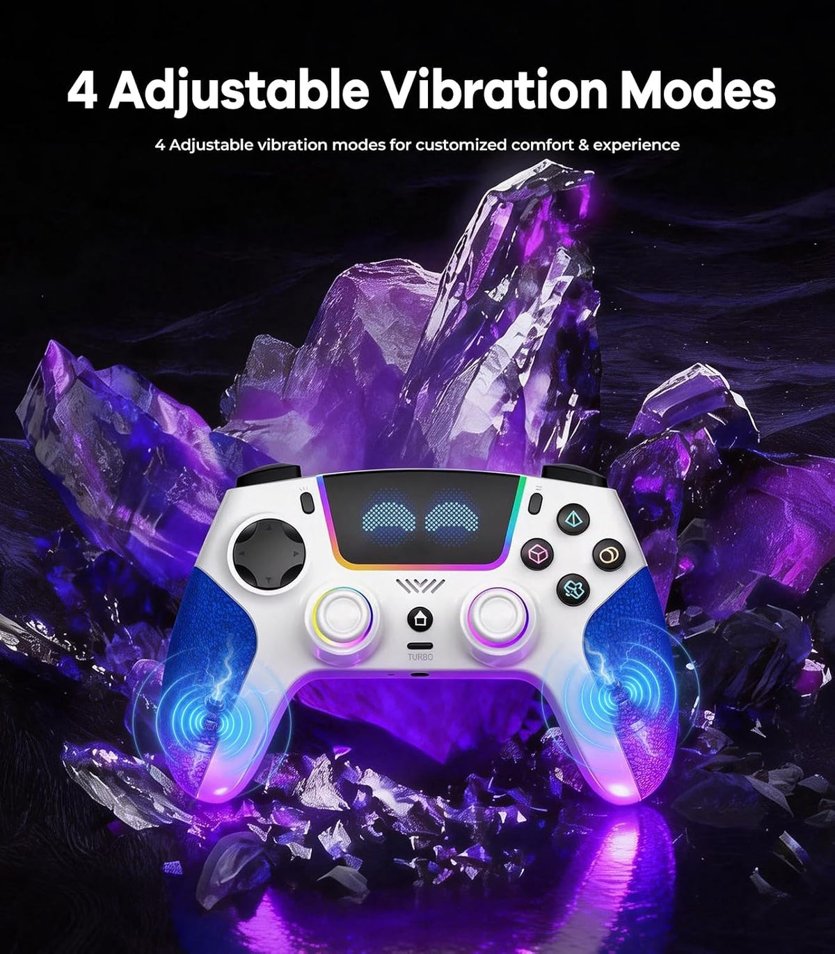 SFGSUP Wireless Pro Controller for PS5, PC, Mac, Steam Deck, Blue-White
