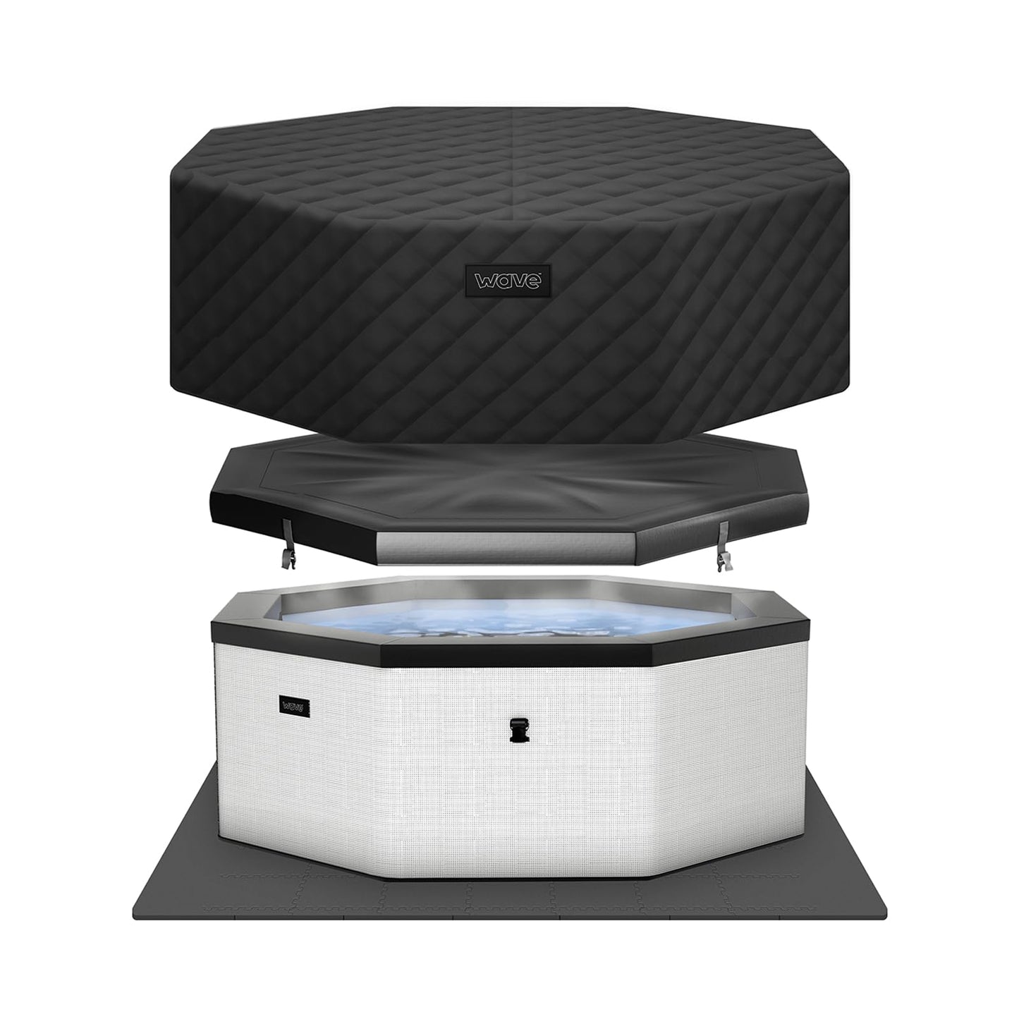 Wave Como 6 Person Eco Foam Hot Tub | Portable Outdoor Spa with Rapid Heating | Durable PVC Material | Easy Setup | Ideal for Garden and Patio Relaxation (Charcoal Black, 6 Person | EnergySave Bundle)