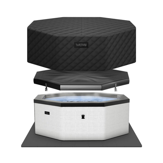 Wave Como 6 Person Eco Foam Hot Tub | Portable Outdoor Spa with Rapid Heating | Durable PVC Material | Easy Setup | Ideal for Garden and Patio Relaxation (Charcoal Black, 6 Person | EnergySave Bundle)