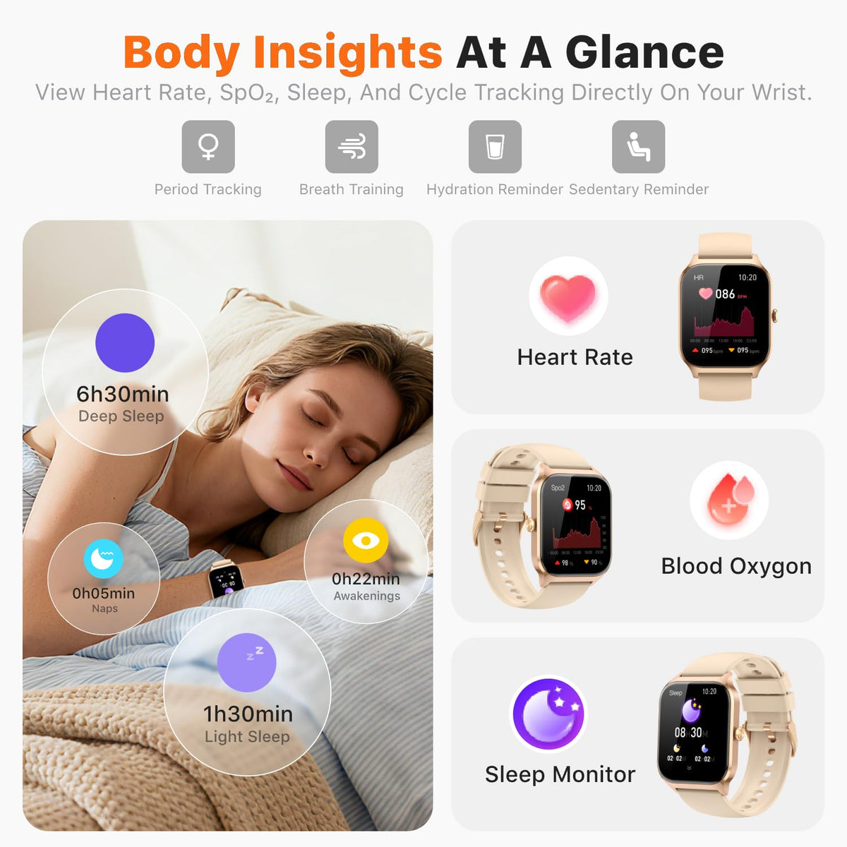 Smart Watch for Women Men - Answer/Make Call, Fitness Tracker Smartwatch for Android iPhone Compatible, Sleep Female Cycle, 120+ Sports Modes Step Counter (Blue, 2 Straps)