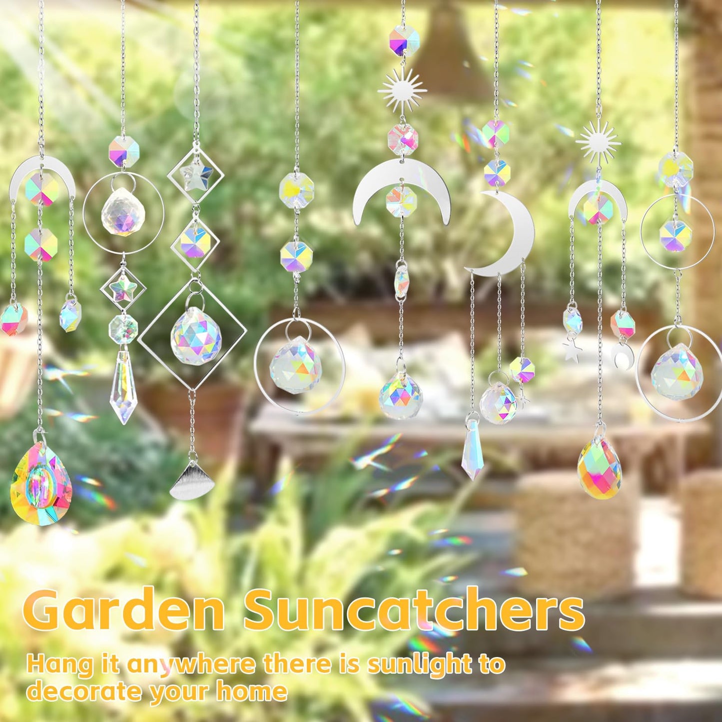 240PCS DIY Sun Catchers Making Kits for Adults, Crystal Suncatchers Kit with Colourful Prism Pearl Rainbow Maker for Windows, Hanging, Indoor, Outdoor, Garden Decor (Silver)