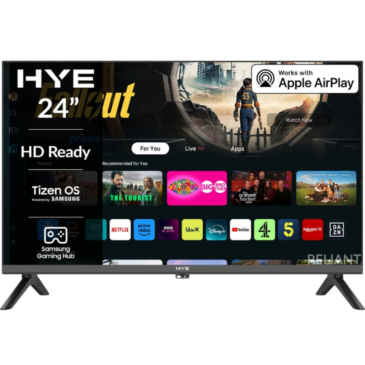 HYE 50" LED Smart TV - 4K Ultra HD, Samsung Tizen OS & Gaming Hub, Black
