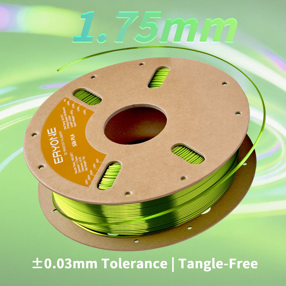 ERYONE Silk PLA Filament 1.75mm,3D Printer Filament PLA,Shiny Glossy PLA Filament,+/-0.03mm,1kg(2.2lbs)/Spool,Silk Liquid Gold