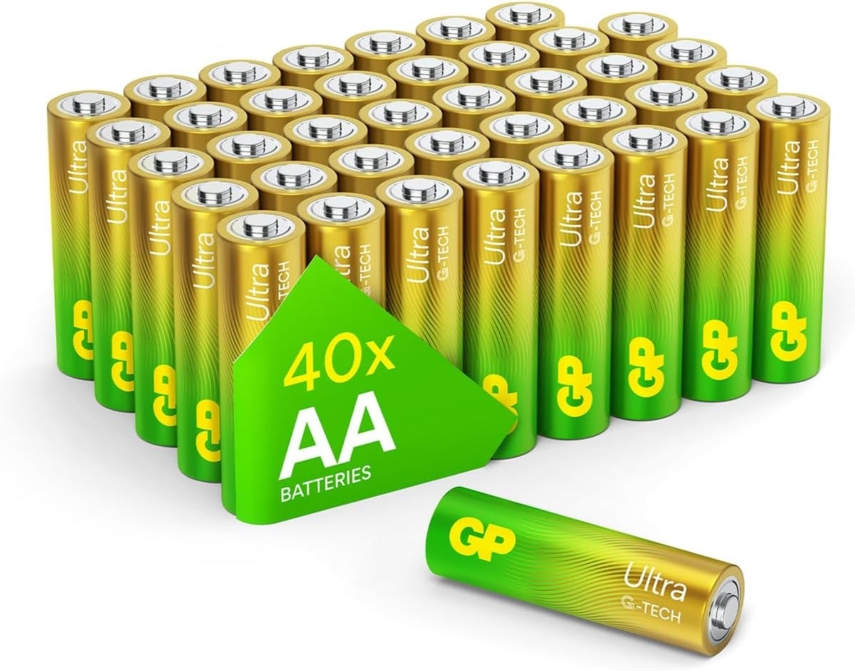 GP AA Batteries 40 Pack 1.5V Alkaline Double A 10 Yr Long Shelf Life