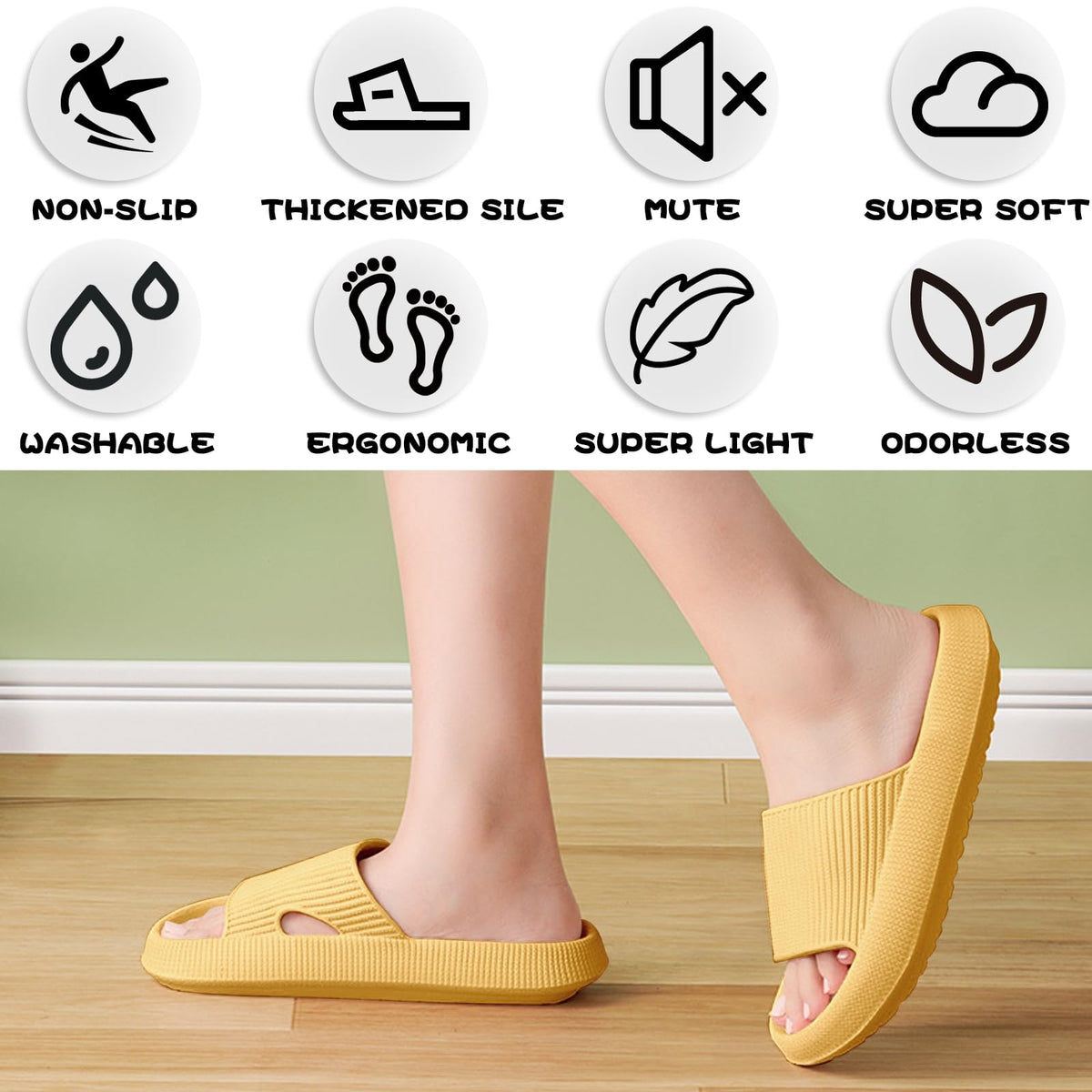 BHFRGAS Sliders Cloud Slippers Women Men，Non-Slip Mens Womens Slippers Cloud Sliders，Soft Flip Flops with Thick Sole for Shower Bathroom Pool Beach