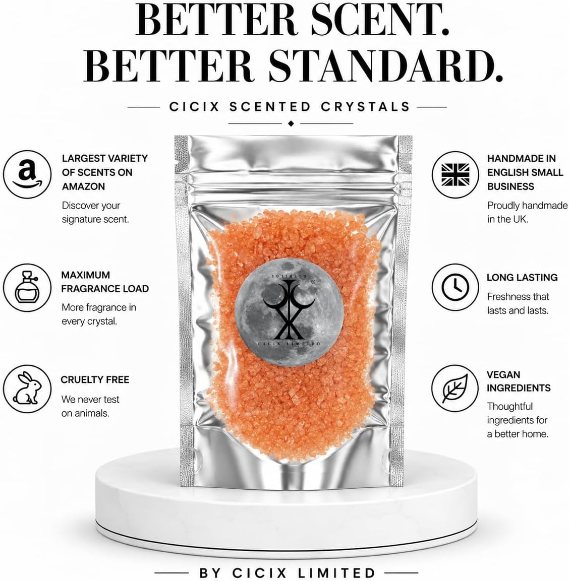CICIX 3x Luxury Scented Crystals Bundle. 130+ Scent Options. Sizzlers Simmering Granules for Oil Burners. Strong Wax Melt Alternative. Handmade in England. (Daisy's)