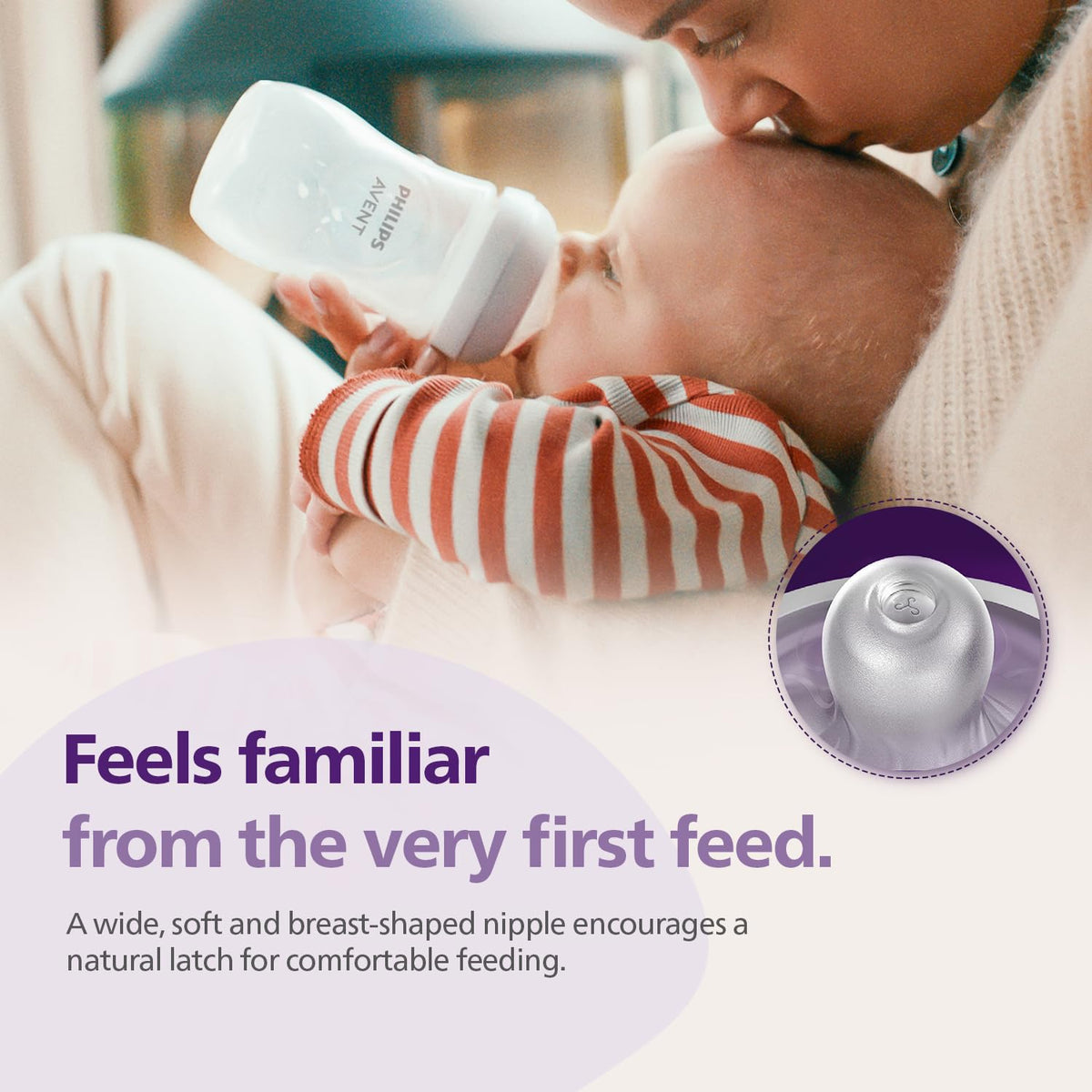 Philips Avent Natural Response Baby Bottle - 125ml Baby Milk Bottle for Newborns and Up, BPA Free, 0+ Months (Model SCY900/01)