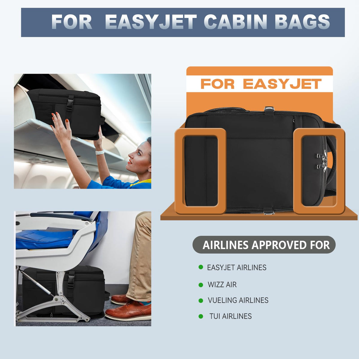 Lossga Ryanair Cabin Bags 40x30x20 Underseat Carry-ons Travel Backpack (Pack of 2)