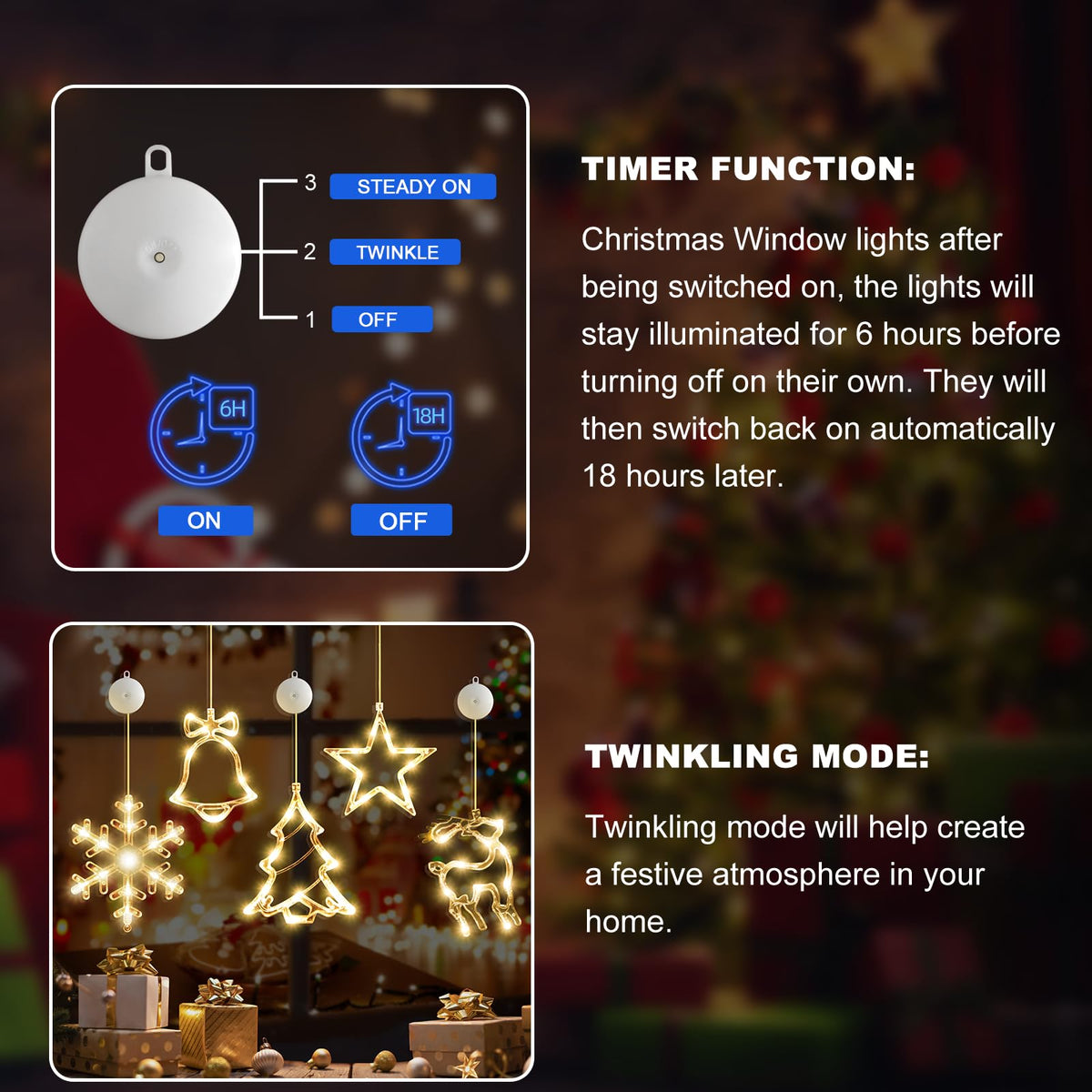 LYUBASA 5Pack Christmas Window Lights Decorations with Timer,Battery Powered Christmas Hanging White Lighted Snowflake Shaped LED Sucker for Xmas Tree Fireplace Indoor Decor