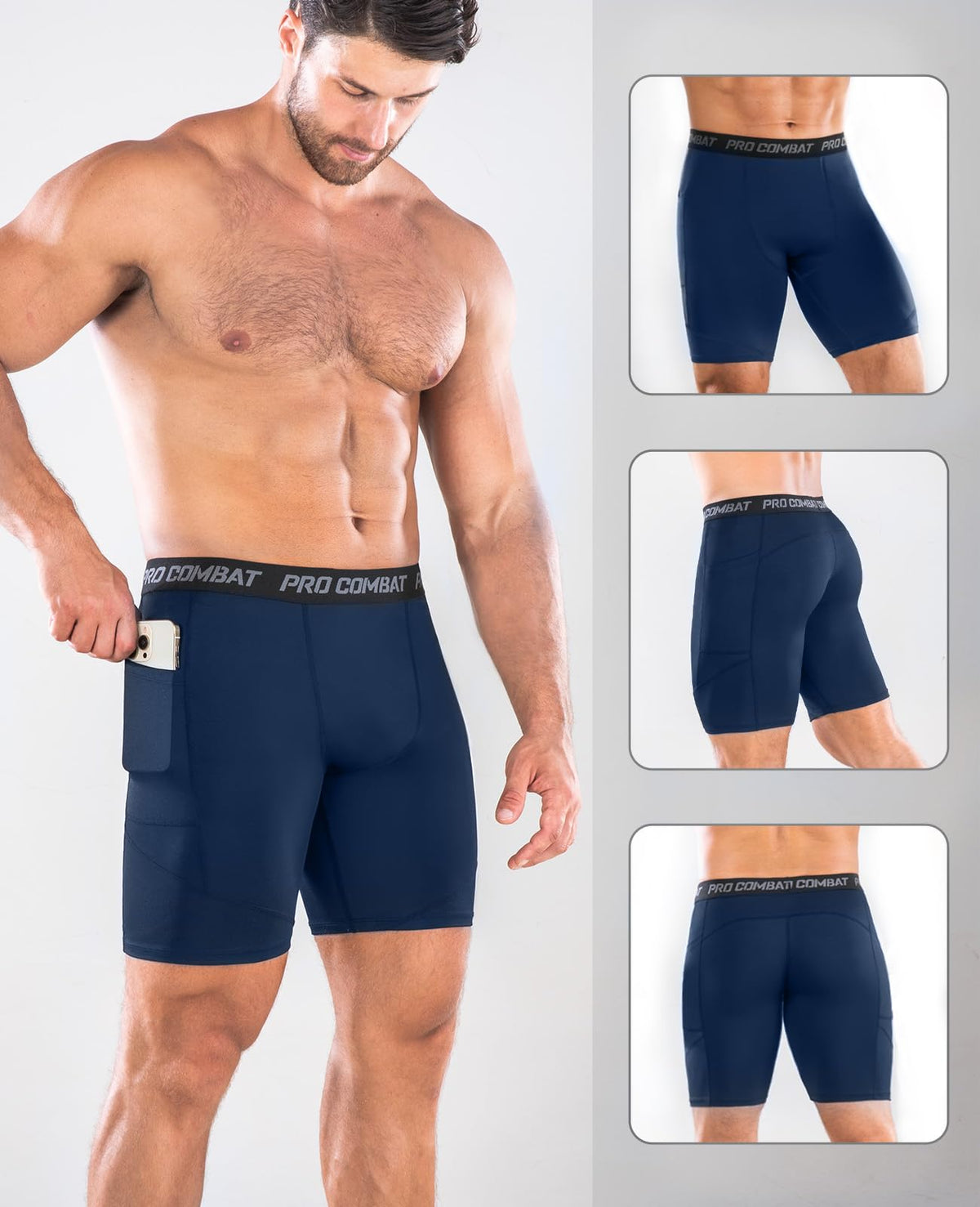 Niksa Compression Shorts Men, 1 Pack or 3 Packs Gym Running Shorts with Pockets Sports Anti Chafing Underwear Base Layer Shorts Quick-Drying Fabric Undershorts Men’s Workout Shorts