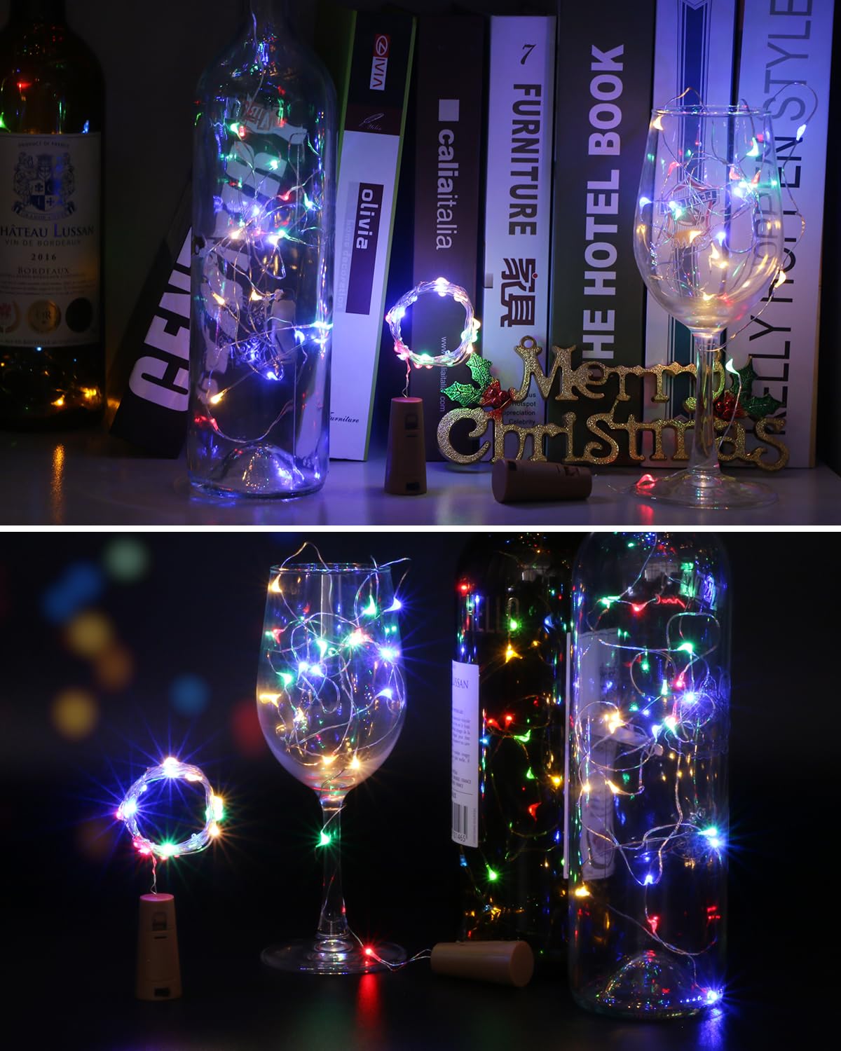 Kolpop 6 Pack Bottle Lights Battery Operated, Warm White Bottles Top Light