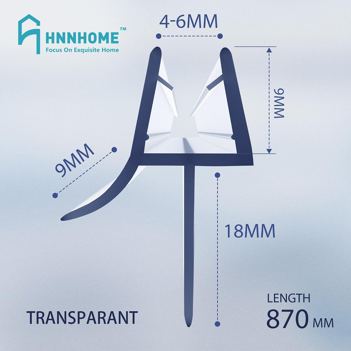 HNNHOME Clear Bath Shower Screen Door Seal Strip for 4-6mm Glass Up to 18mm Gap (Straight)