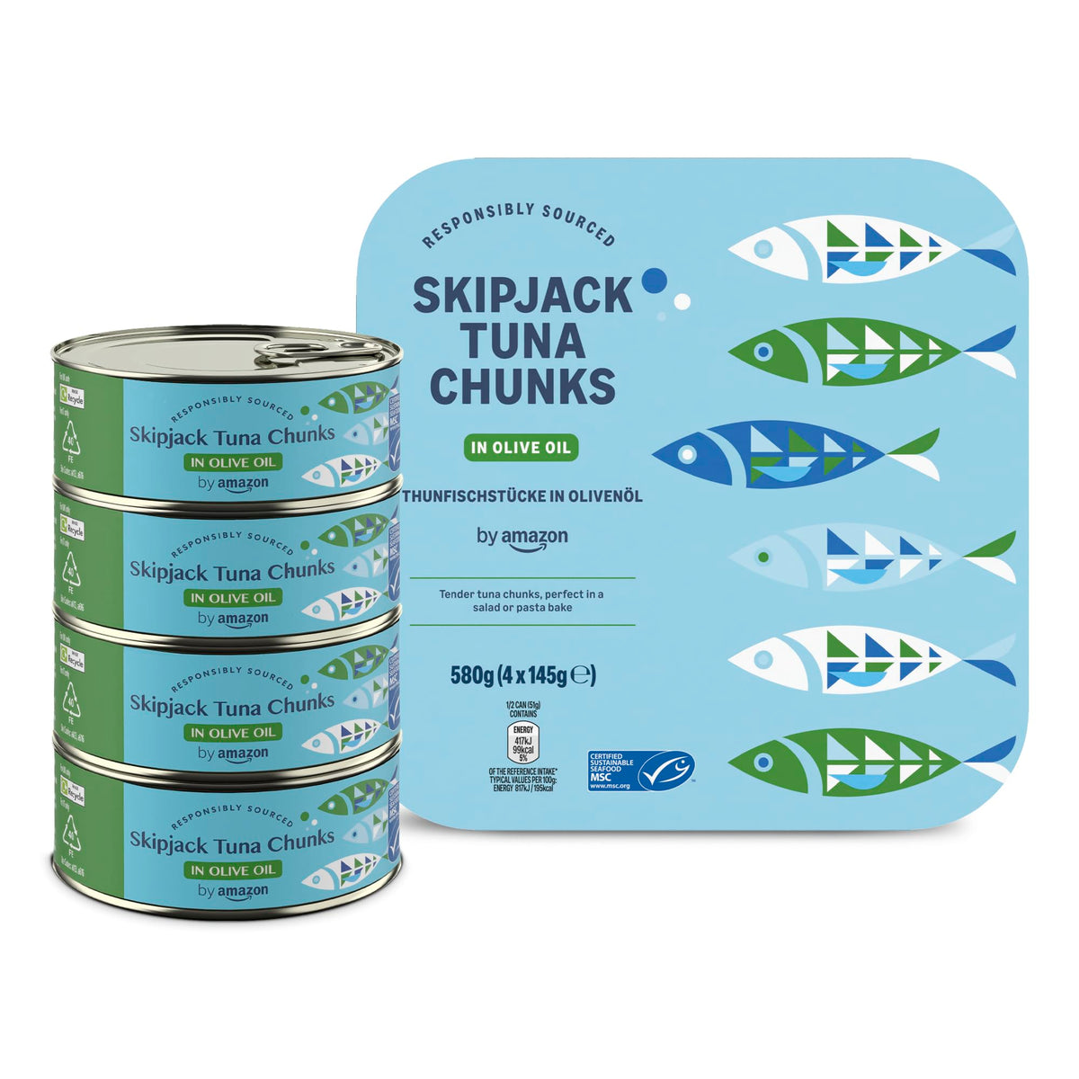 by Amazon MSC Skipjack Tuna Chunks in Spring Water, 4x145g