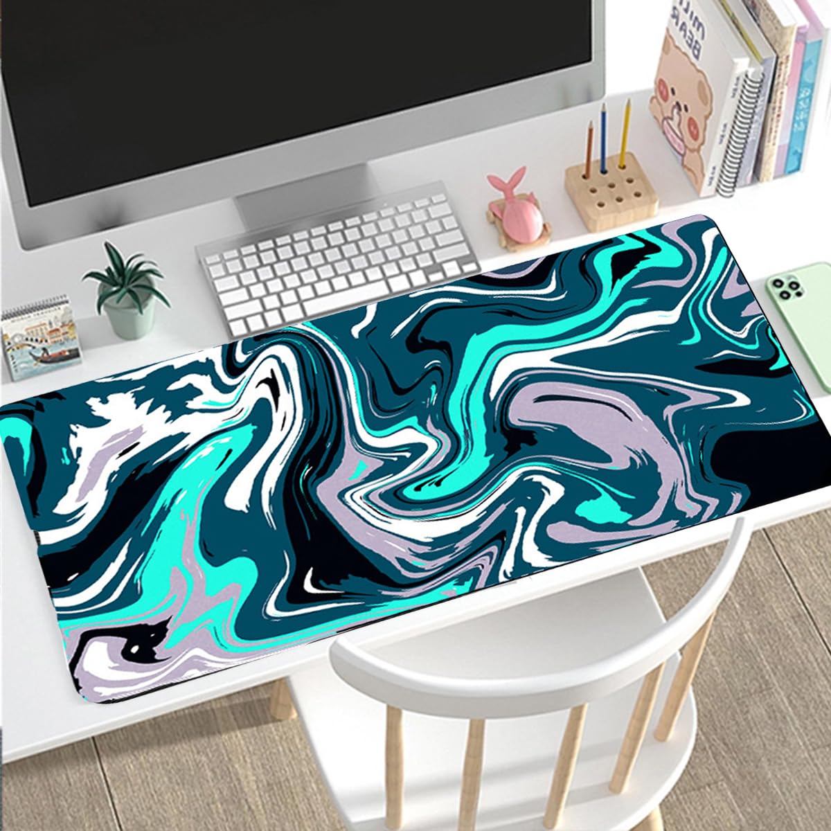 Rcege Large Gaming Mouse Pad Extended Desk Mat with Non Slip Stitched Edge