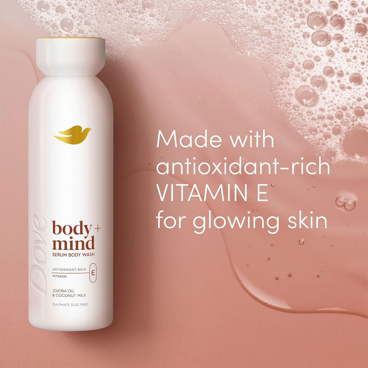 Dove Body + Mind Jojoba Oil & Coconut Milk Serum Body Wash body cleanser with antioxidant-rich vitamin E for glowing skin 350 ml