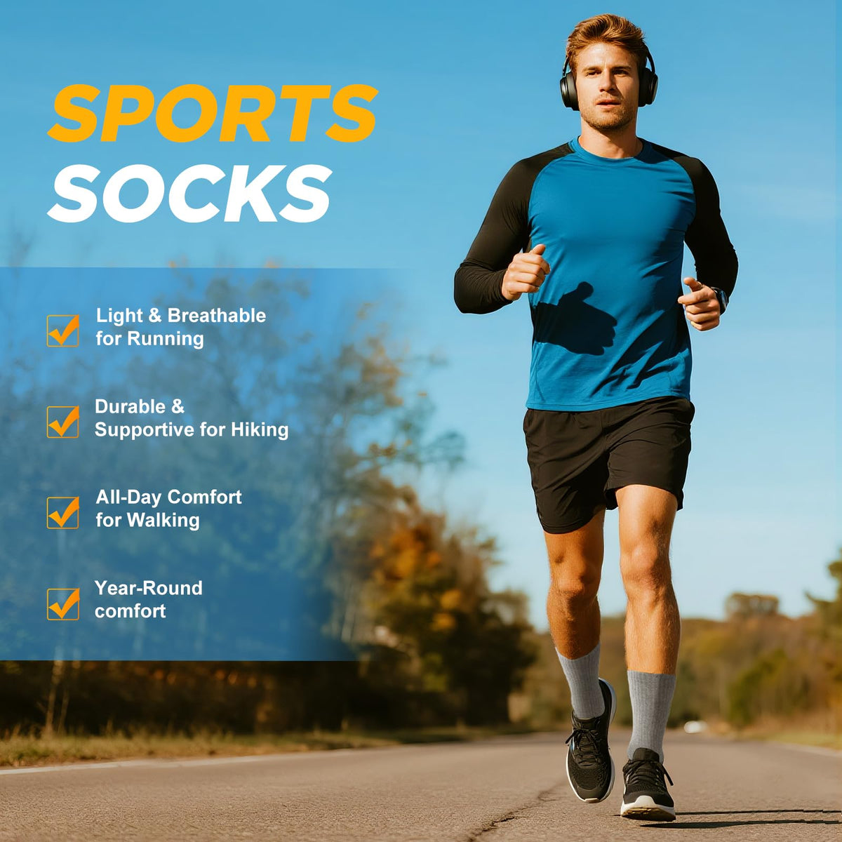 Cirorld Mens Sports Socks, 6/8 Pairs Work Boot Socks for Men & Women