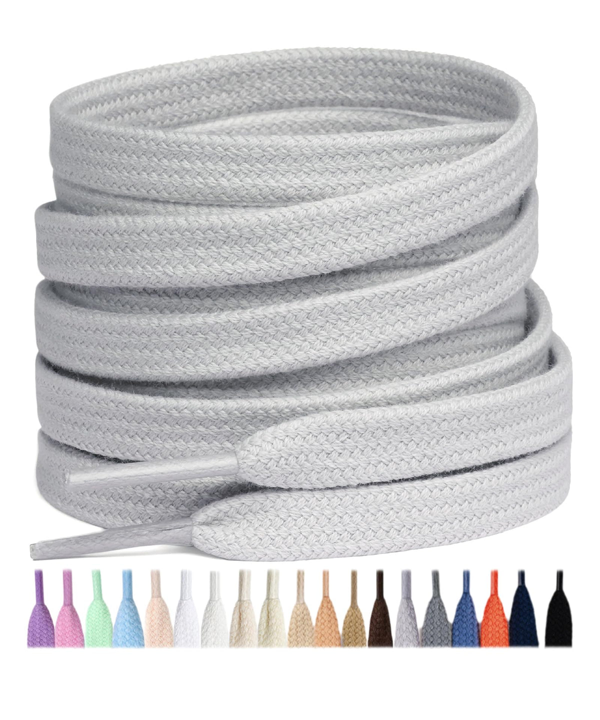 Stepace 2 Pairs Cotton Flat Shoe Laces 8mm Wide Shoelaces for Sneaker