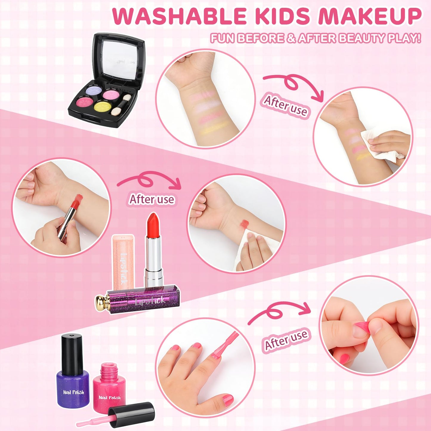 Dreamon Kids Makeup Set for Girls | Washable & Non-Toxic Real Makeup Set | Pretend Play Princess Toys | Christmas Birthday Gifts for Girls Age 5-12