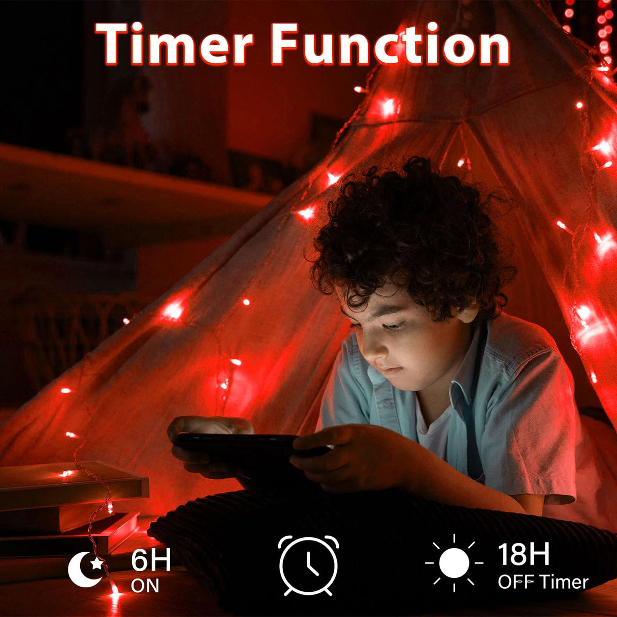 Dalugo Battery Fairy Lights, 3M 30 LED Warm White String Lights with 6h Timer, IP65 Waterproof Battery Powered Fairy Lights for Indoor Outdoor Christmas Decorations