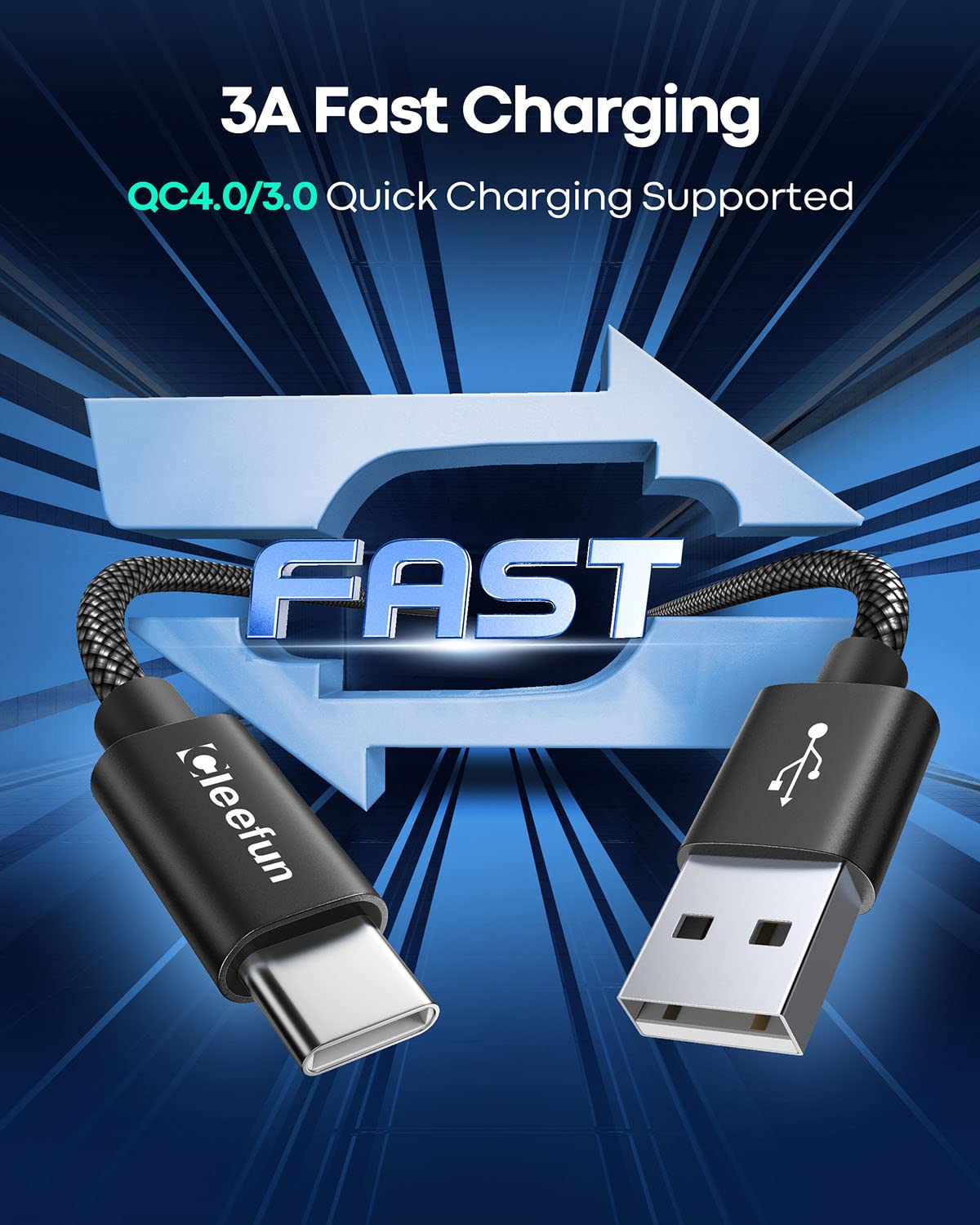 CLEEFUN 3M USB C Cable (2-Pack), Long PS5 Controller Charger Fast Charging