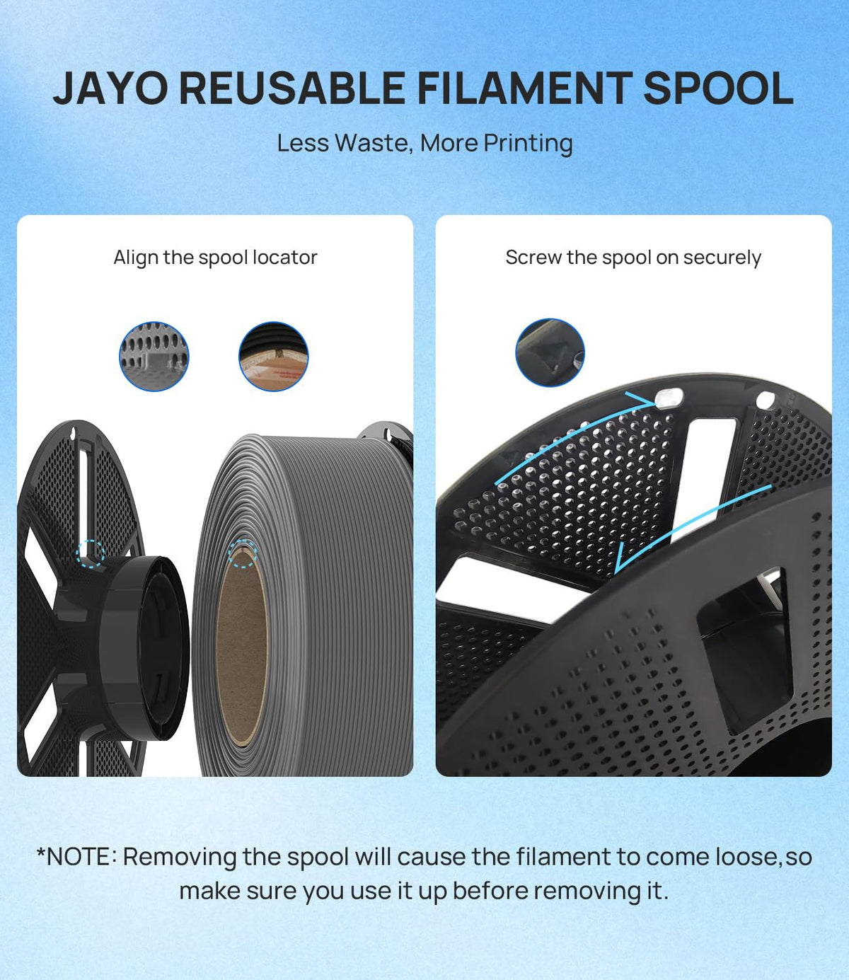 JAYO PLA+ 3D Printing Filament 1.75 mm, 1.1KG (2.4lbs) Spool Black