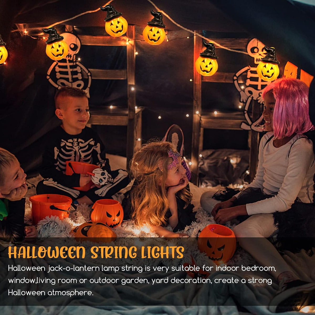 Jsdoin Pumpkin Lights 5M Halloween String Lights Battery Powered Halloween Decoration Pumpkin Lights 16.5ft 20 LED for Party Indoor Outdoor Home Festival Decoration