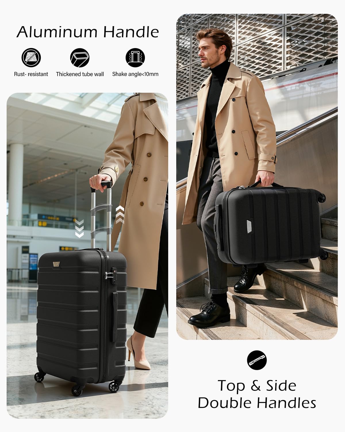 COOLIFE 28 Inch Large Suitcase, ABS+PC, Lightweight Hard Shell Luggage