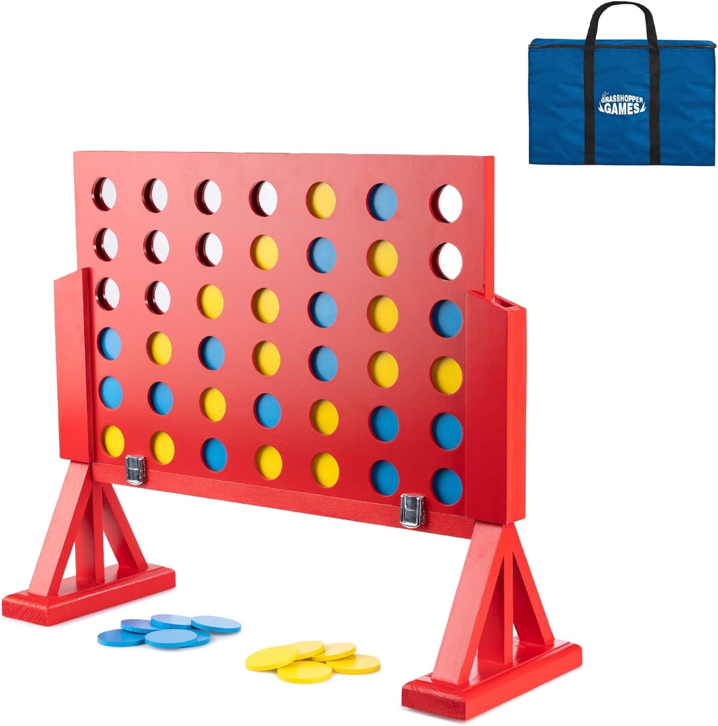 Grasshopper Games | 4 in Row, 46 Discs and Carry Bag, Classic Four in a Line Game, Outdoor Family Game for Kids and Adults