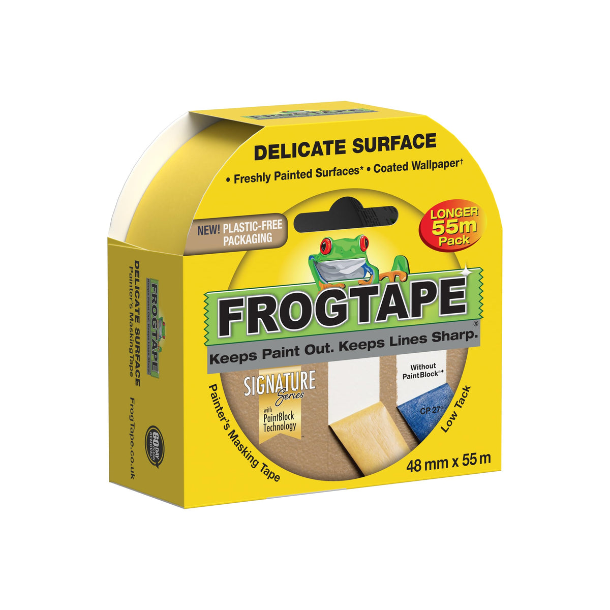 Frog Tape Yellow Delicate Surface Painters Masking Tape 24mm x 55m. Indoor painting and decorating for sharp lines and no paint bleed
