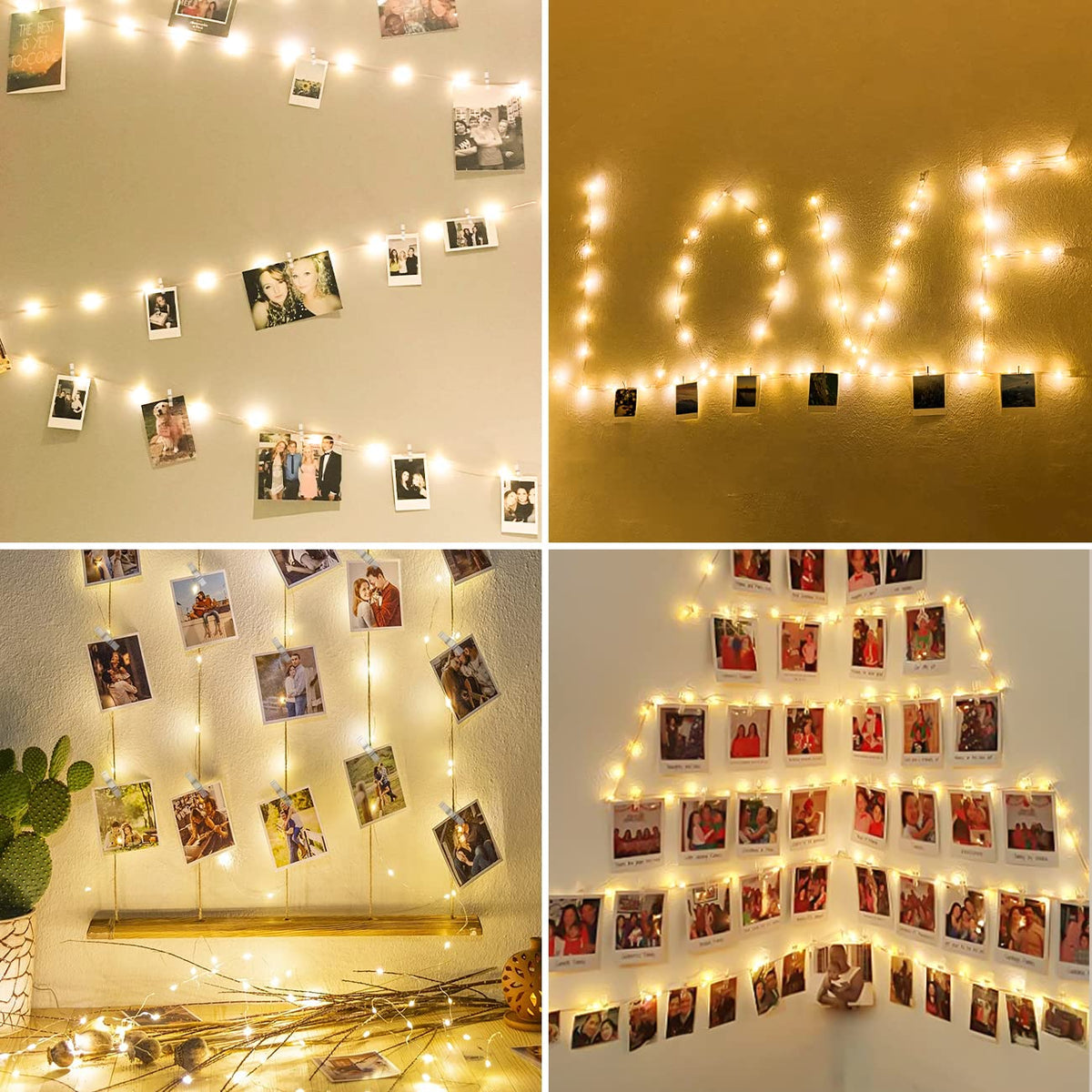 Kolpop 50LED Photo Clip String Lights, 5M Photo Peg Fairy Lights Indoor with 30 Clips Battery Powered Cooper Wire Hanging String Photo Display for Bedroom Birthday Wedding Party Christmas Decorations
