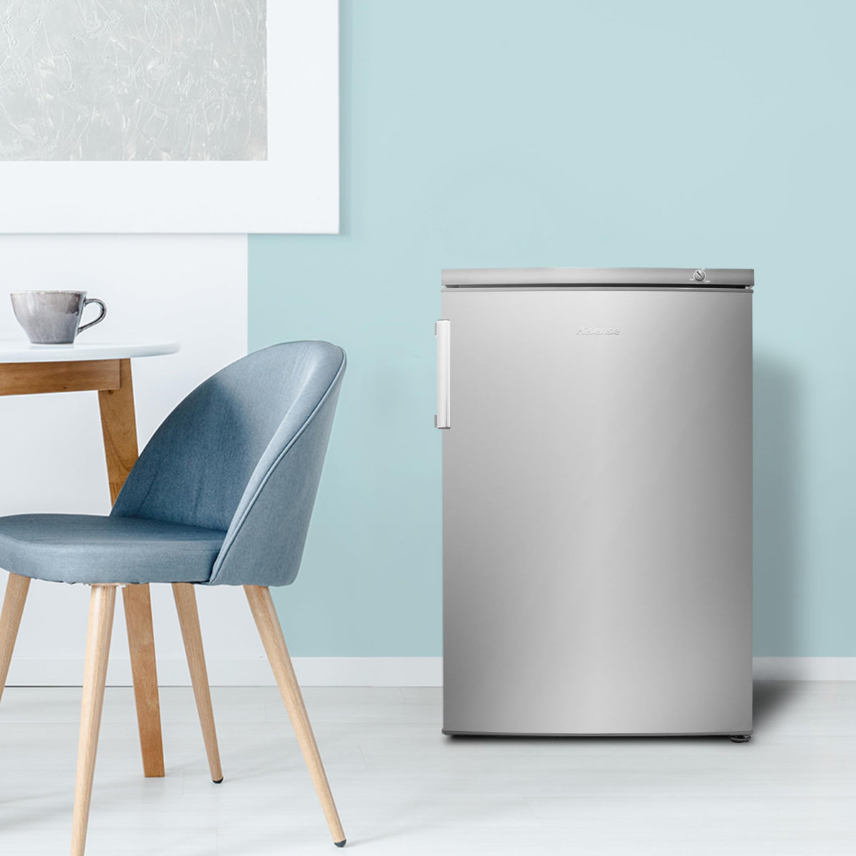 Hisense FV105D4BW21 56cm Under-Counter Freezer, 82-Litre Capacity, Reversible Door, 3 Freezer Drawers, White, E Rated