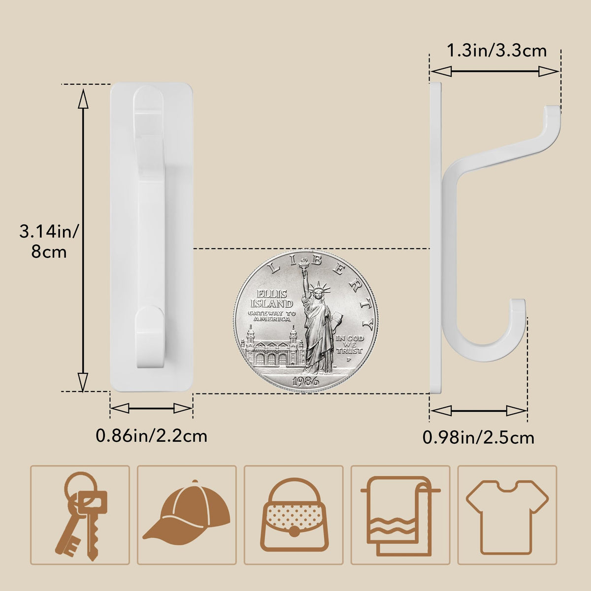 pickpiff Self Adhesive Hook, 6KG Extra Sticky and Strong, Black 4 Pack