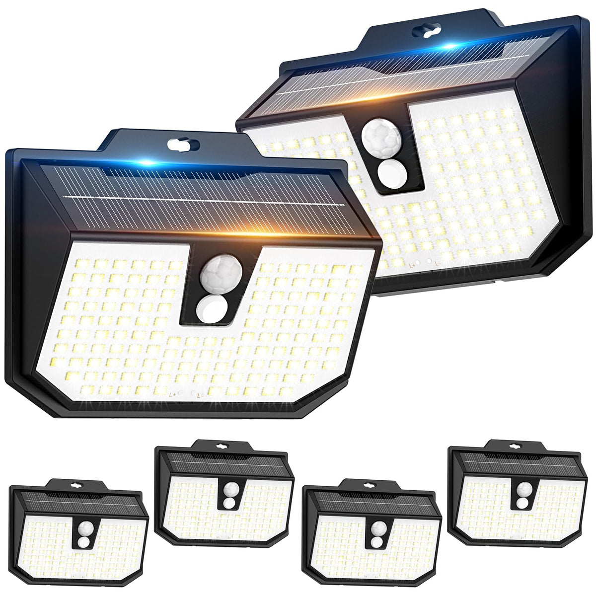 132LED Solar Security Lights,3000K Wall Lights IP65 Waterproof