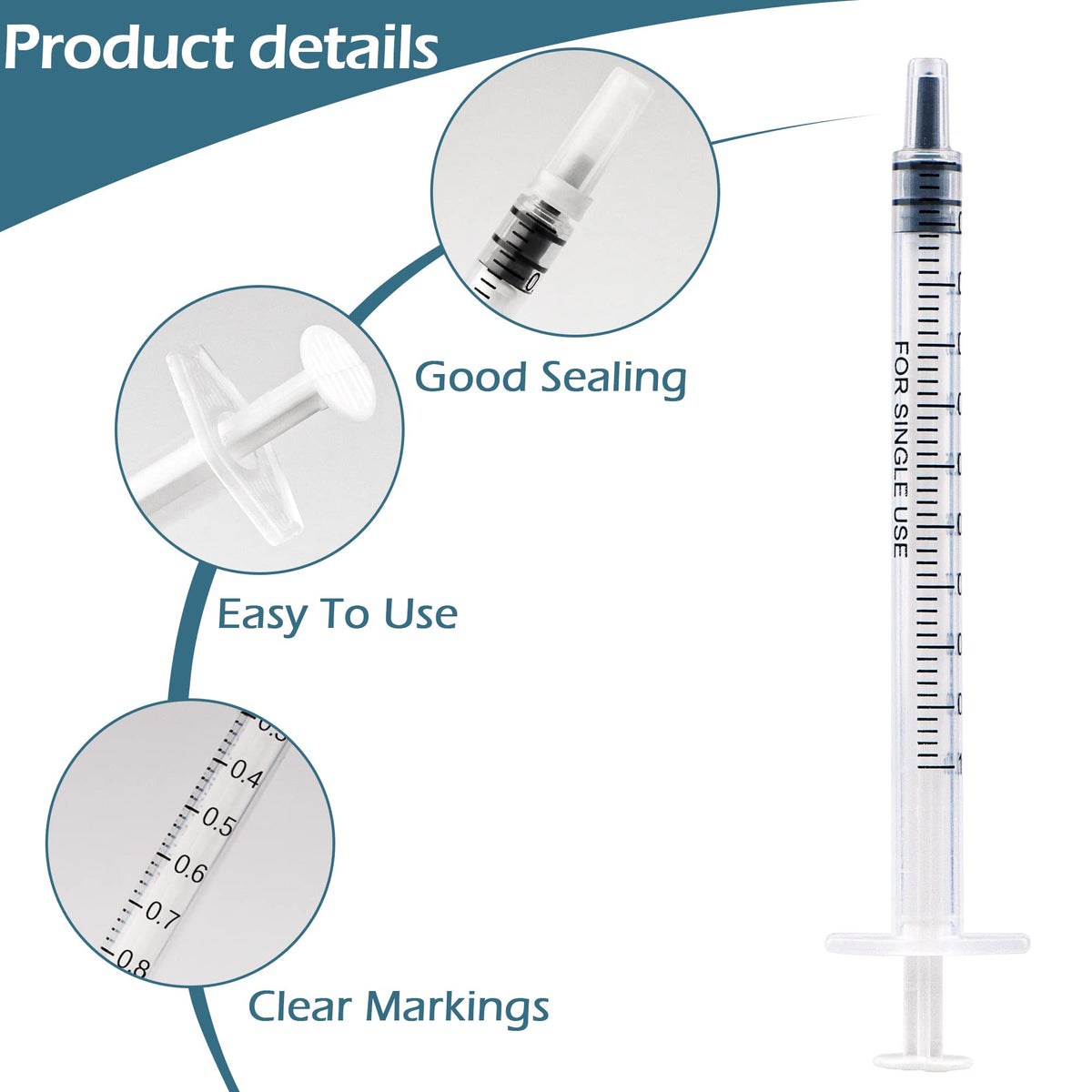 60Pcs 1ml Colostrum Syringe Plastic Syringes With Caps No Needle