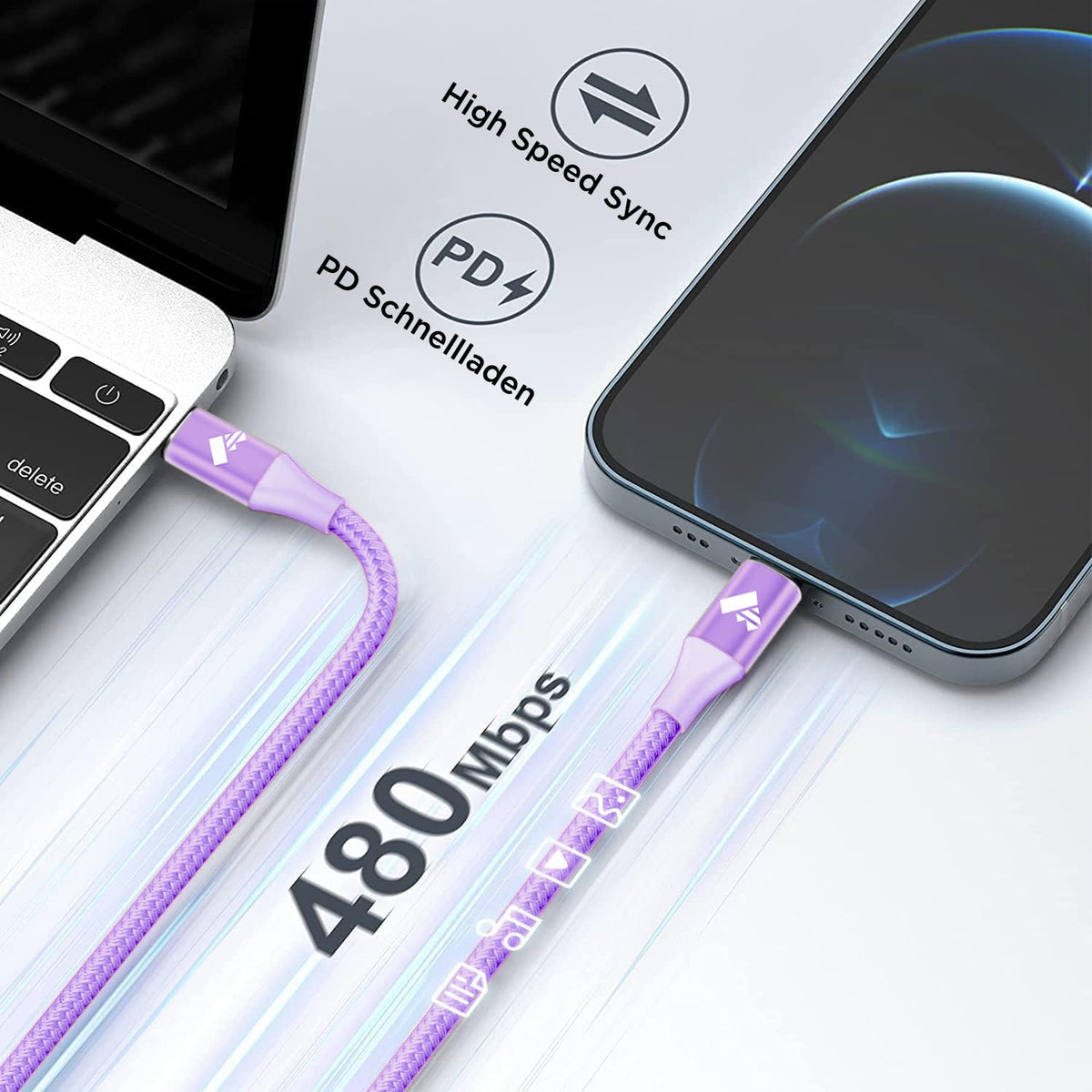 Aioneus USB C to Lightning Cable 2M [Apple MFi Certified] iPhone Fast Charger Cable USB-C Charging Lead Cord for iPhone14/13/12/12 PRO Max/12 Mini/11/11PRO/XS/Max/XR/X/8/8Plus/iPad