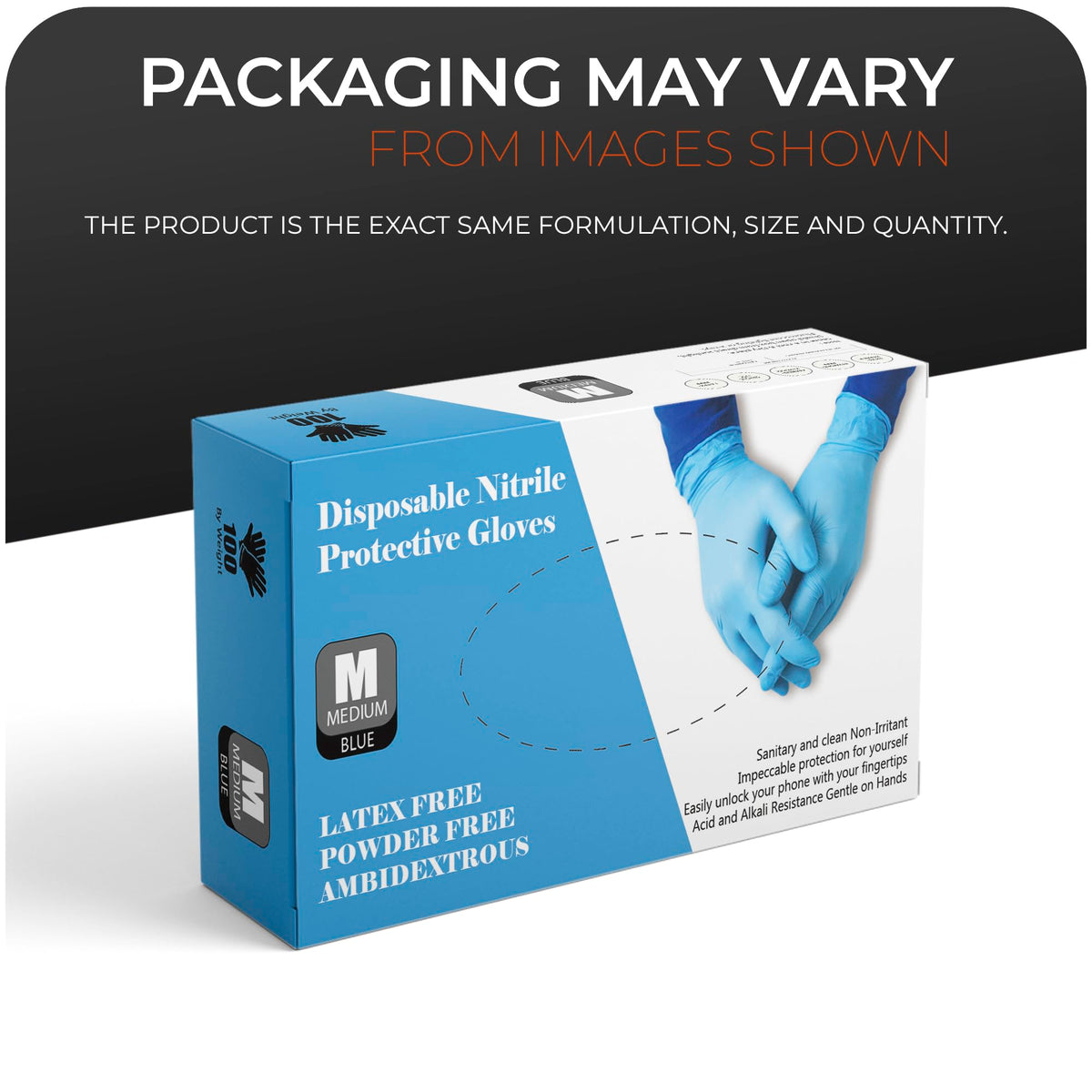Surgicals Powder Free Nitrile Gloves, Food Grade, Hand Disposable Gloves - 100 Count - Blue (100, Large)