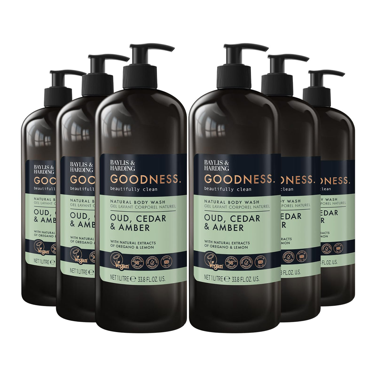 Baylis & Harding Goodness Natural Body Wash 500ml 3 pack