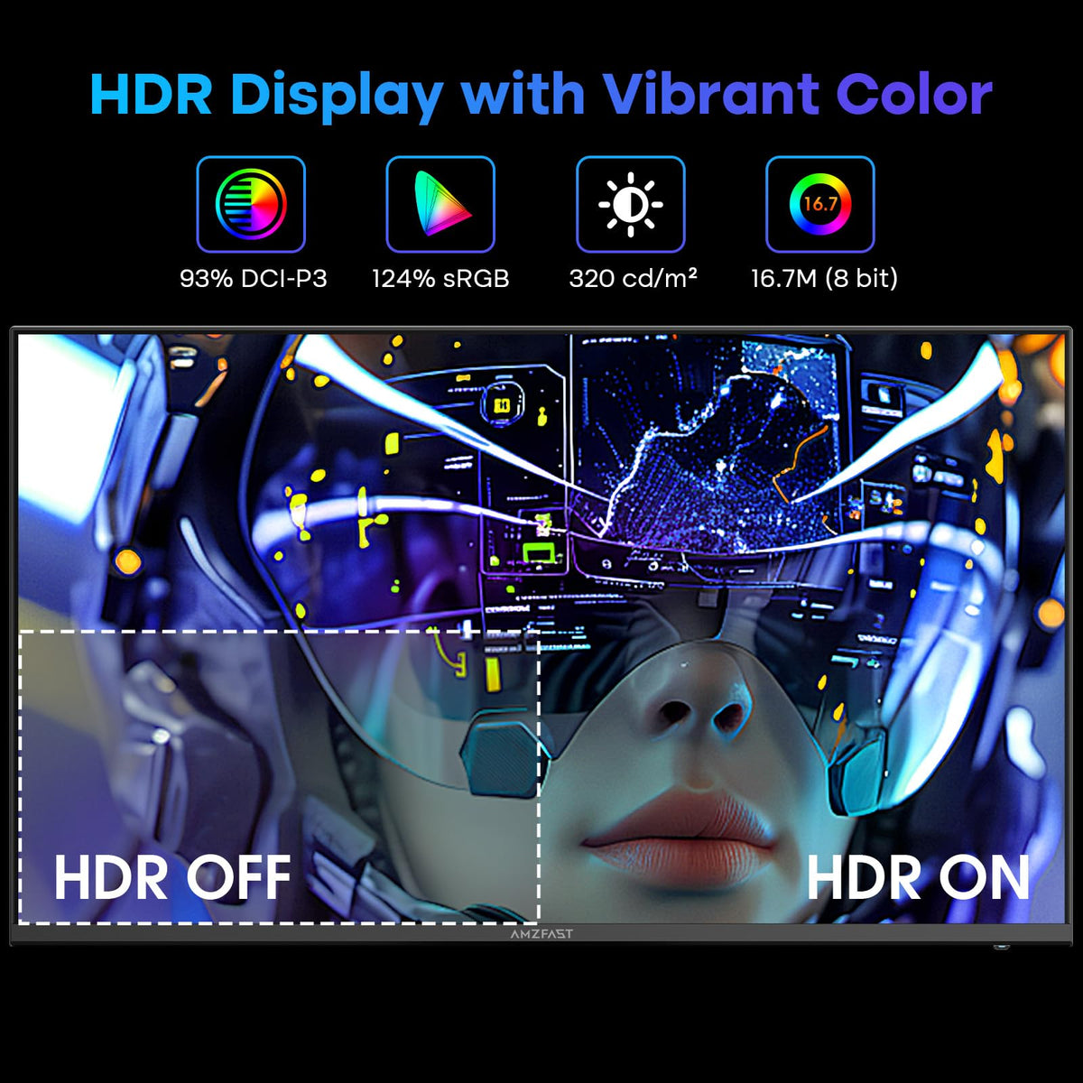 Amzfast 24 Inch 200Hz Gaming Monitor, FHD 1080P Fast IPS, 1ms MPRT, Adaptive Sync, AI-Crosshair, 110% sRGB, HDR, Low Blue Light, HDMI2.0&DP1.4, VESA75x75mm for PC Desktop Laptop PS5 Xbox, G24X1W