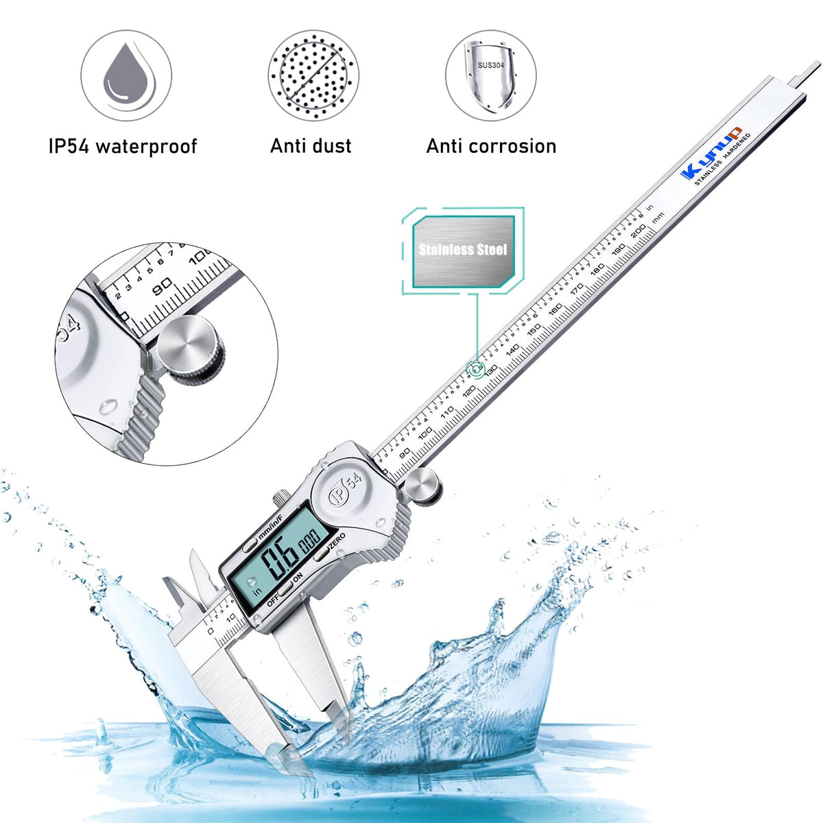 Kynup Digital Caliper 150mm, 6 inch Digital Vernier Caliper with LCD Screen
