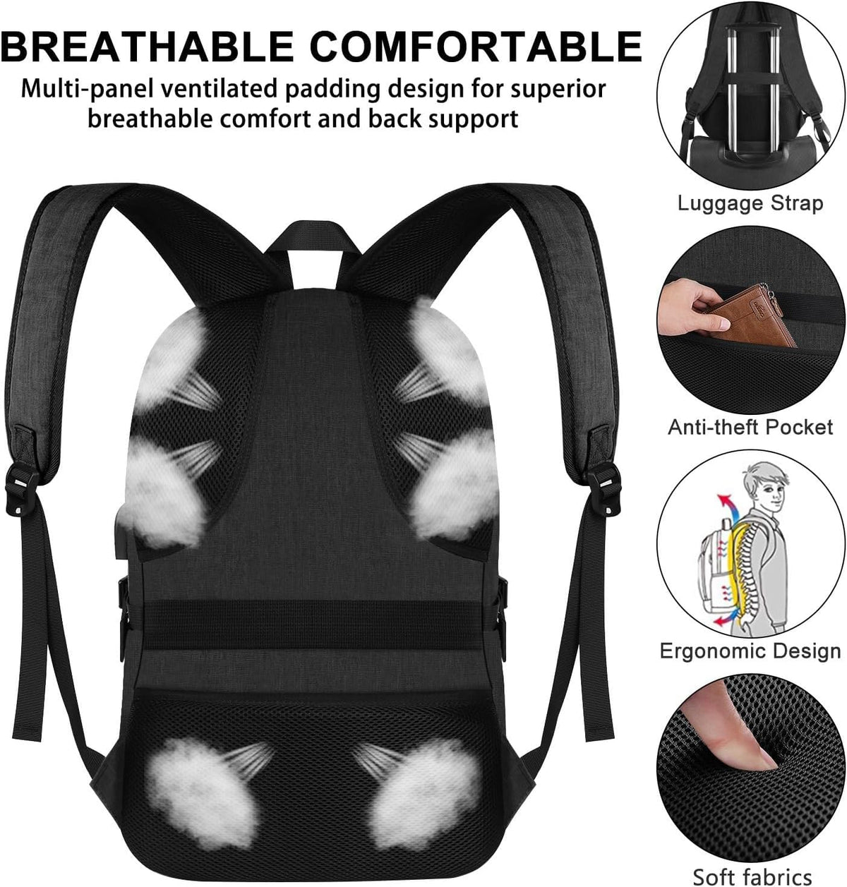 VSNOON Anti-Theft Laptop Backpack, 15.6-17.3 inch Business Laptop Bag