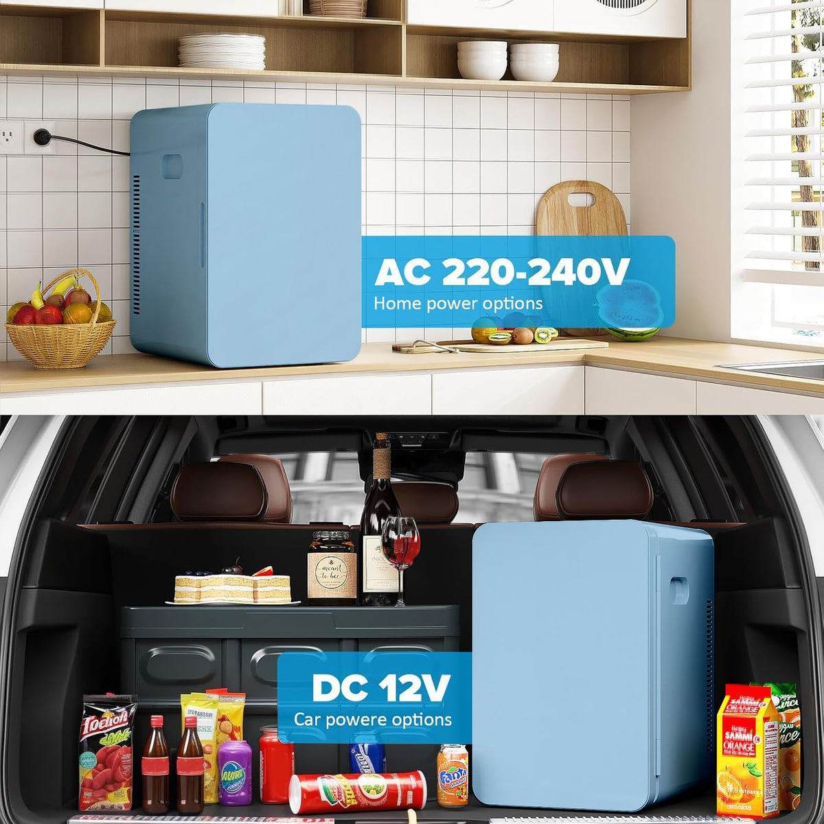 Mini Fridge 22L/30 Cans, Cooler & Warmer for Bedroom, AC & 12V DC